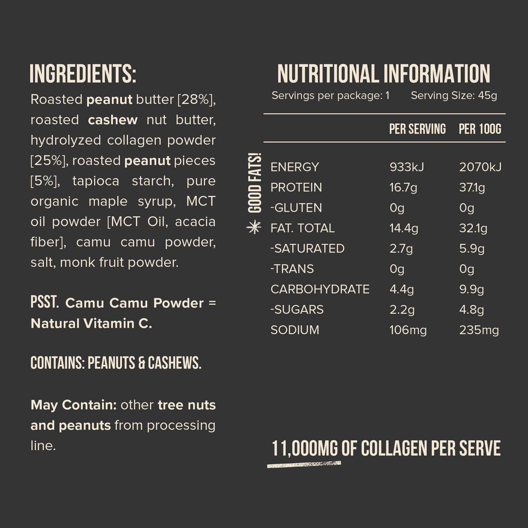 Chief Collagen Protein Bar - Peanut Butter Flavor | High Protein Snack for Muscle Recovery, Energy Boost & Healthy Lifestyle | Perfect for Gym, Hiking & On-the-Go Nutrition