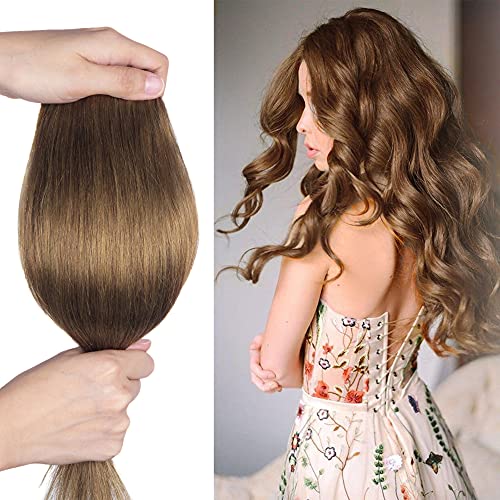 100% Remy Human Hair Clip-In Extensions - Light Brown #6, 18 Inch, 8pcs 18 Clips, Straight, Thick to Ends, Soft & Natural (100g/3.53oz) - Perfect for Daily Styling, Parties & Special Occasions