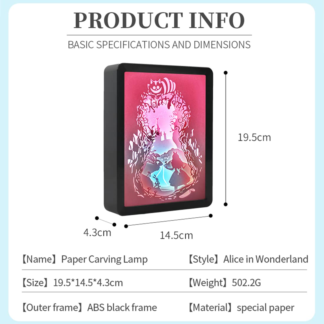 Alice in Wonderland 3D LED Night Light - Kids Room Decor, Desk & Bedside Lamp for Nursery, Bedroom, Birthday Gift - Perfect for Reading, Sleep Aid & Fantasy Theme Decor