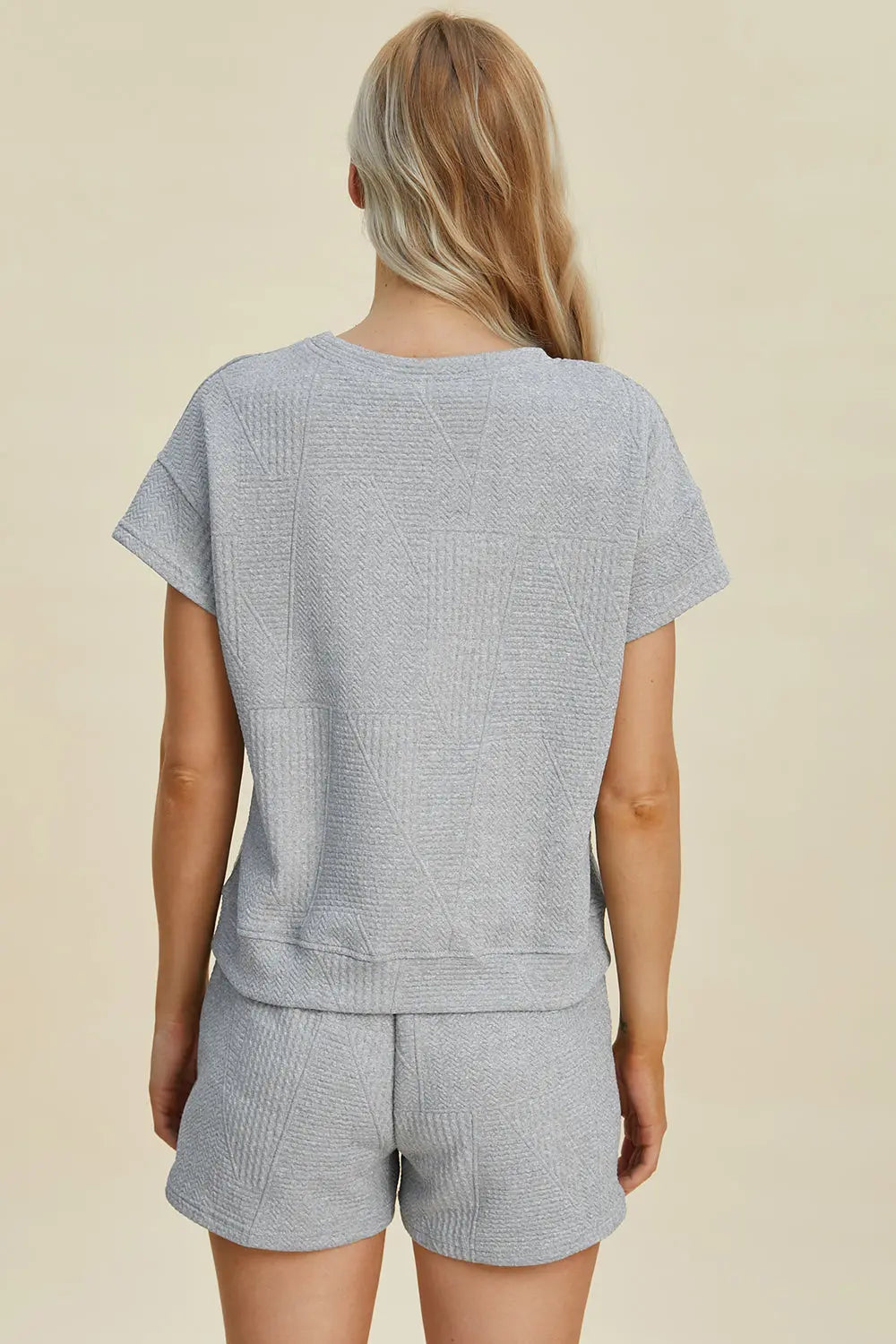 Double Take Full Size Textured Short Sleeve Top & Shorts Set - Women's Casual Summer Outfit for Beach, Yoga & Lounge Wear