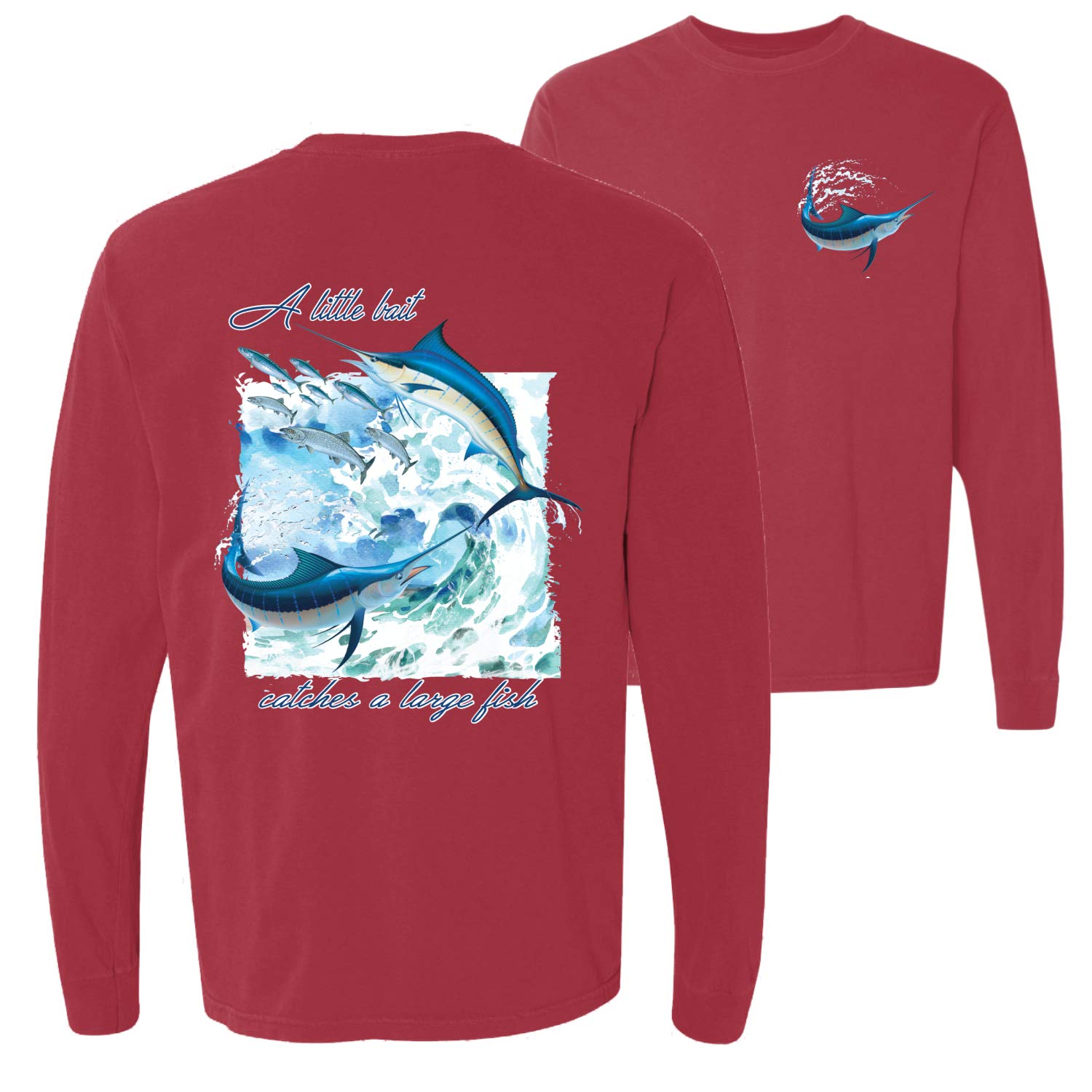 Premium Garment-Dyed Long Sleeve T-Shirt for Swordfish Fishing - Comfortable Front & Back Design - Perfect for Outdoor Fishing & Casual Wear