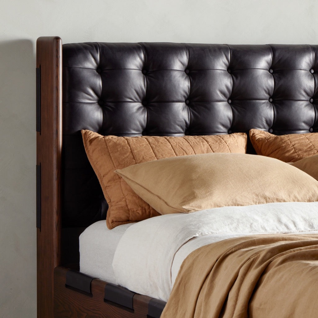 Halston Bed - Heirloom Black Wooden Bed Frame for Master Bedroom & Guest Room | Elegant & Durable Home Furniture
