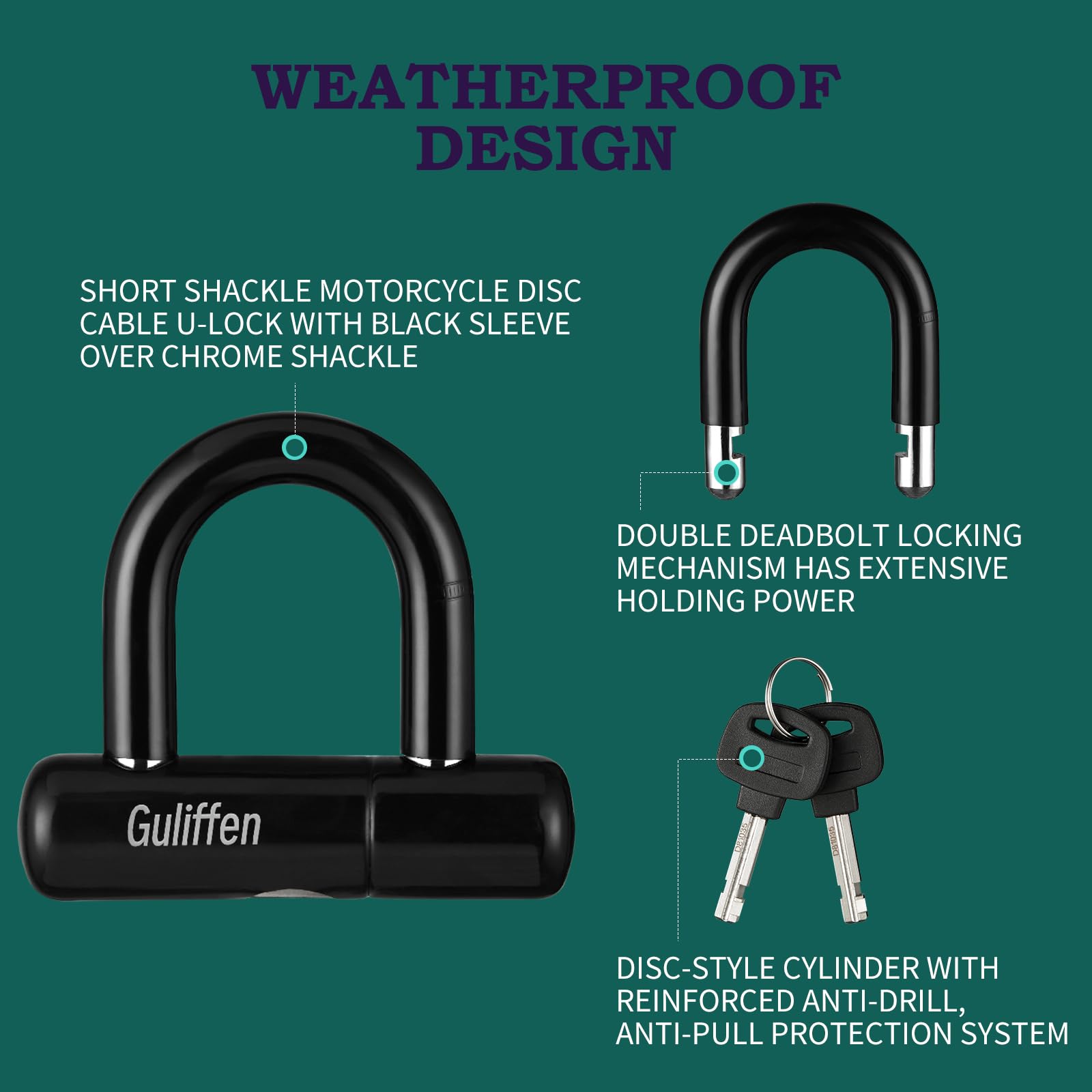 Heavy Duty Bike U Lock with 15ft Security Cable - Anti-Theft Motorcycle & Bicycle Lock for Gates, Outdoor Furniture - Perfect for Urban Commuting, Parking & Home Security