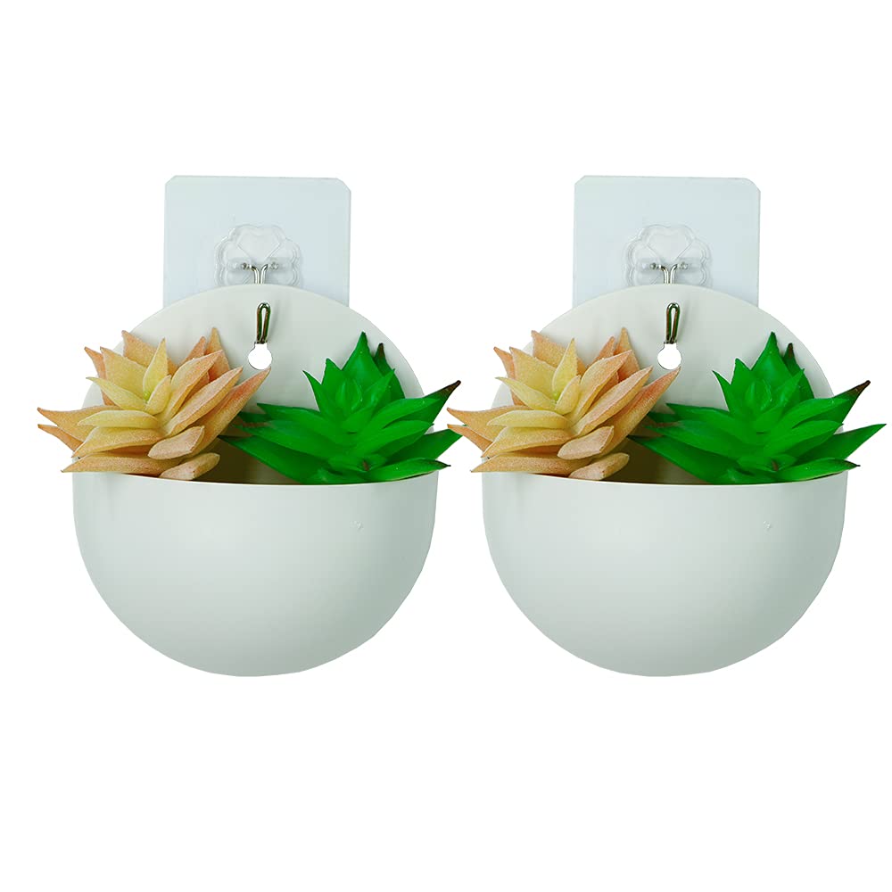 2 Pack Round Wall Planter Pots - 5 Inch White PP Succulent Planters, Modern Wall Mounted Flower Pots for Indoor & Outdoor Decor - Perfect for Home, Office, Balcony, and Garden Wall Decoration