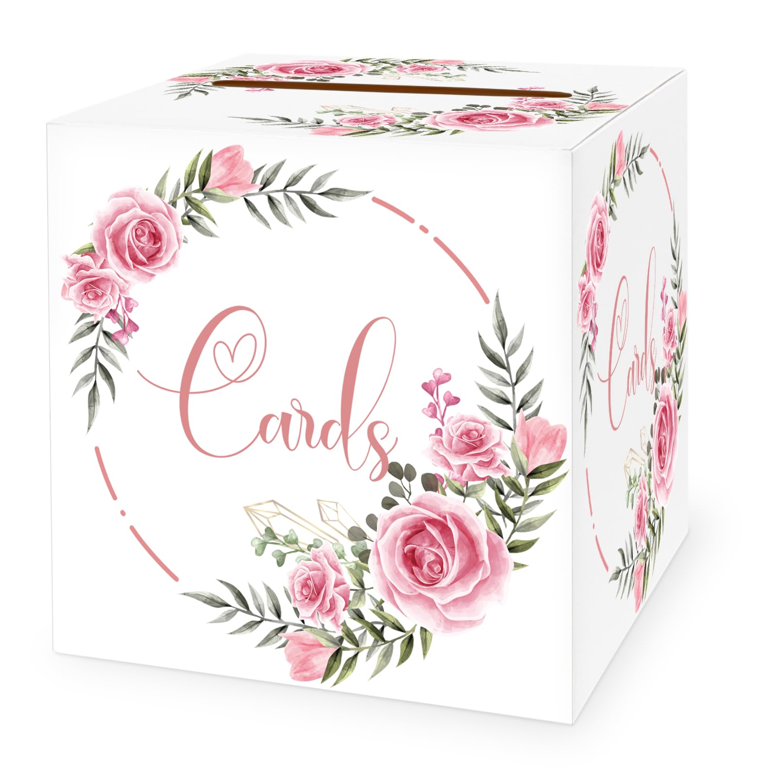 1 Pack Rose Floral Card Holder Box - 8.7