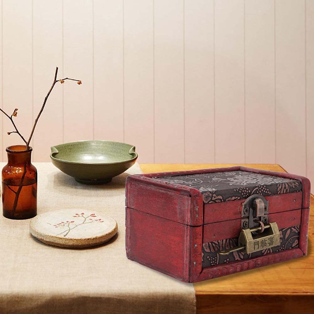 Vintage European Wooden Jewelry Box with Lock - Antique Treasure Chest for Jewelry Storage, Home Decor & Gift Giving | Perfect for Wedding, Birthday & Special Occasions