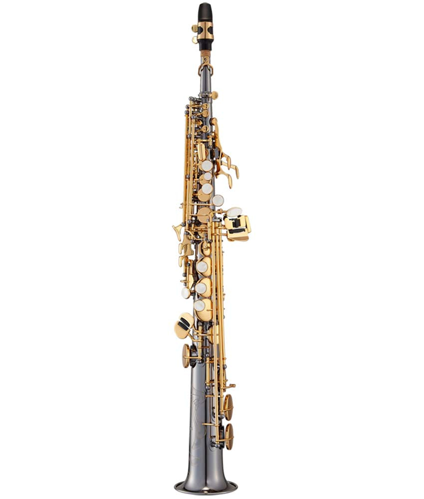 Antigua Winds SS4290 PowerBell Pro Bb Soprano Saxophone - Black Nickel with Gold Keys - Perfect for Jazz, Classical & Marching Band Performances