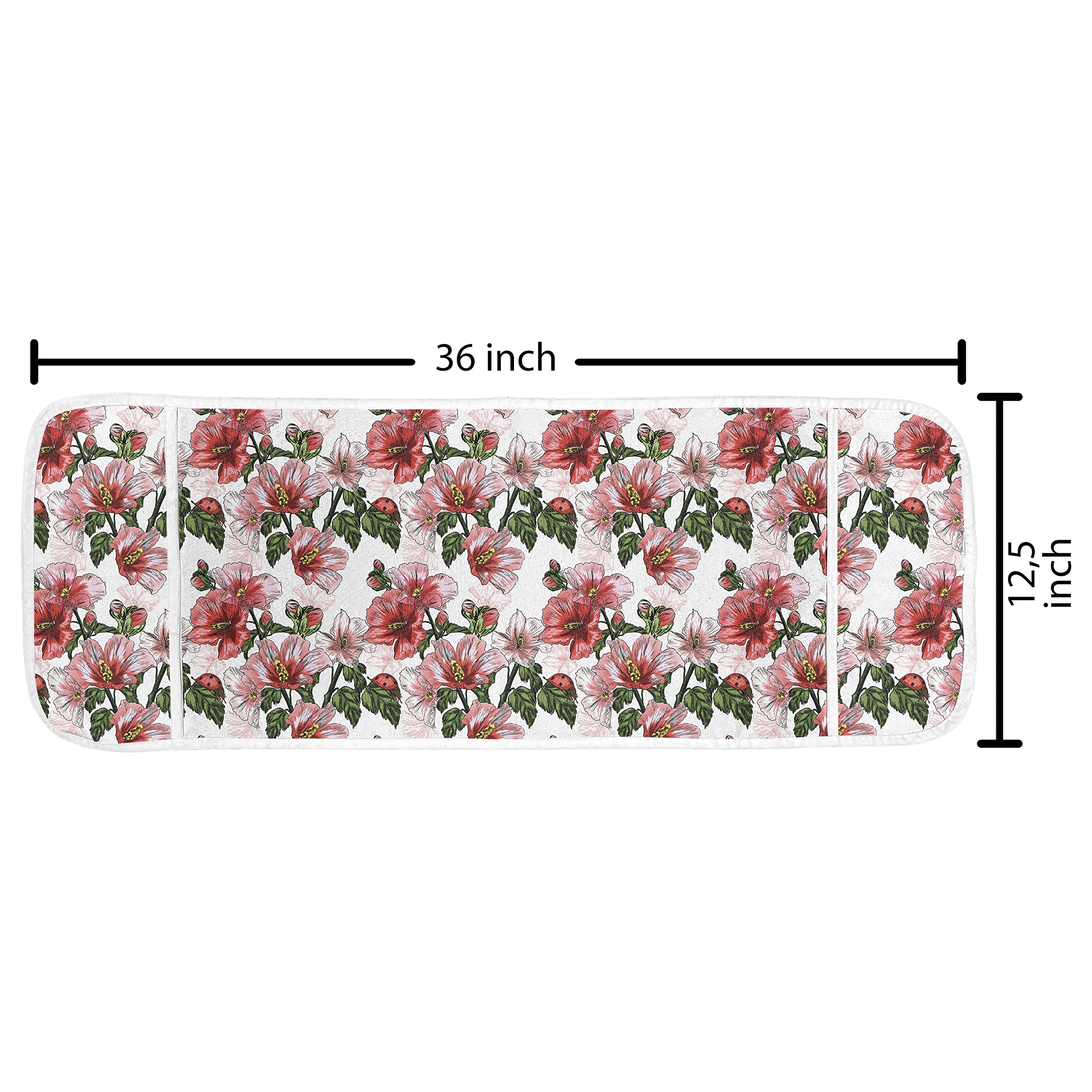 Ambesonne Ladybugs Microwave Cover - Waterproof Kitchen Organizer with Pockets, Exotic Hibiscus Flowers & Botanical Spring Design, 36