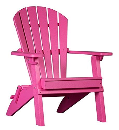 4-Season Pink Foldable Adirondack Chair with Cup Holder - 100% Recycled Poly Lumber, All-Weather Outdoor Furniture for Patio, Garden, Poolside & Beach Relaxation in USA