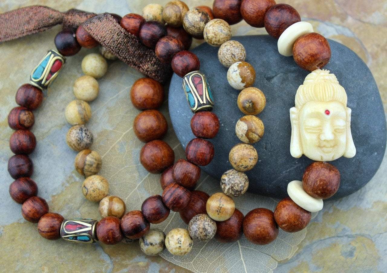 Harmony and Strength Wrist Mala Stack - Yoga Meditation Beaded Bracelet for Women - Perfect for Mindfulness Practice, Spiritual Healing & Daily Wear