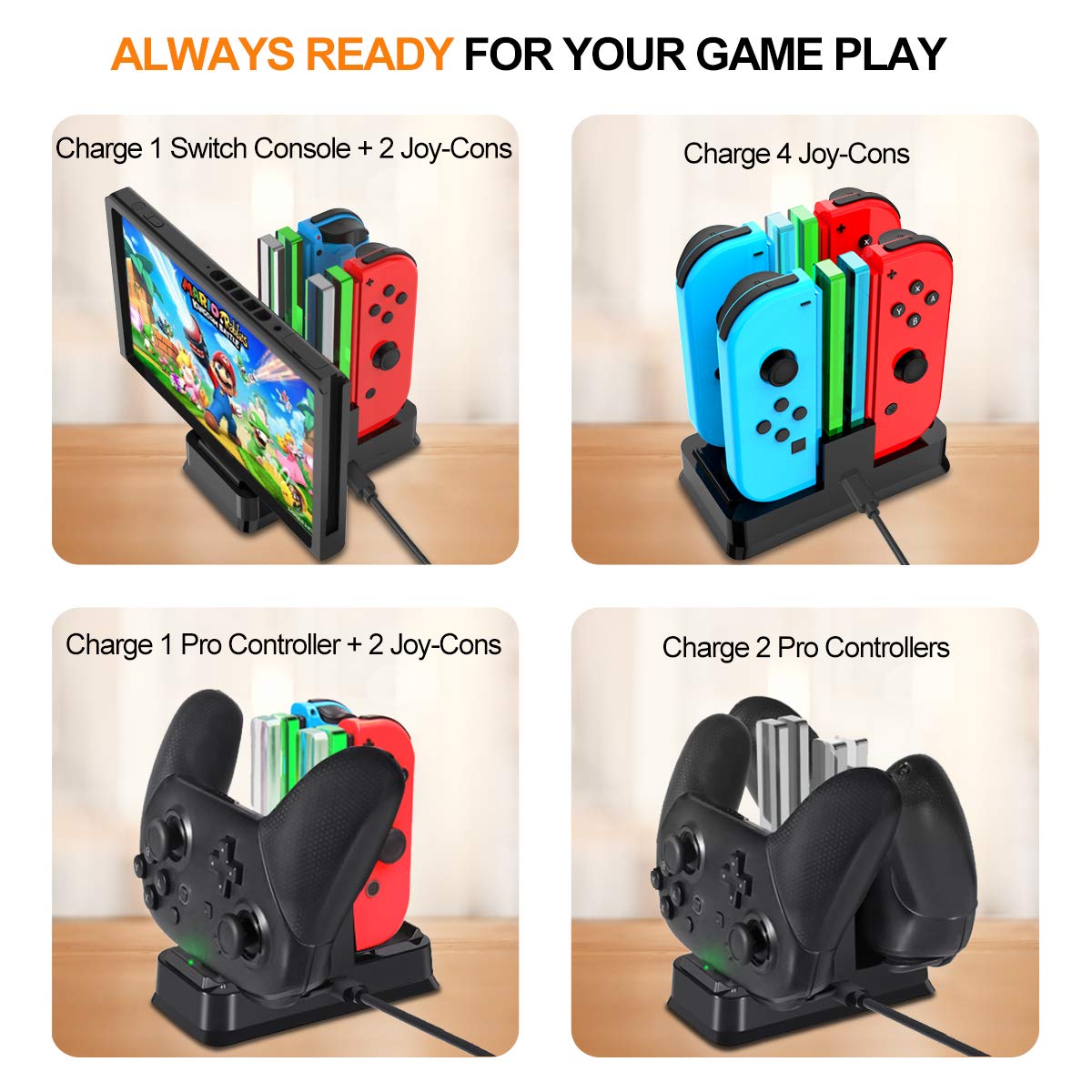 OneDream Nintendo Switch Charging Dock - Replacement Charging Station with LED Indicator for Nintendo Switch Console & Joy-Con Controllers - Perfect for Gaming at Home or Travel