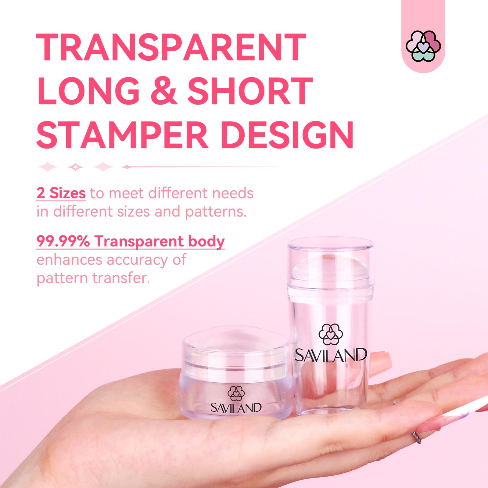 Saviland French Tip Nail Stamp Kit - 4PCS Clear Silicone Nail Art Stamper with Scrapers for DIY French Manicure | Long & Short Jelly Stampers for Home Salon & Professional Nail Designs | Perfect for Beginners & Nail Art Enthusiasts