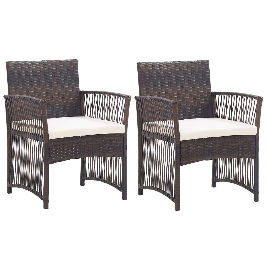 CHARMMA 2-Piece Brown Poly Rattan Patio Armchairs with Cushions - Outdoor Garden Furniture Set for Backyard, Poolside & Balcony Relaxation