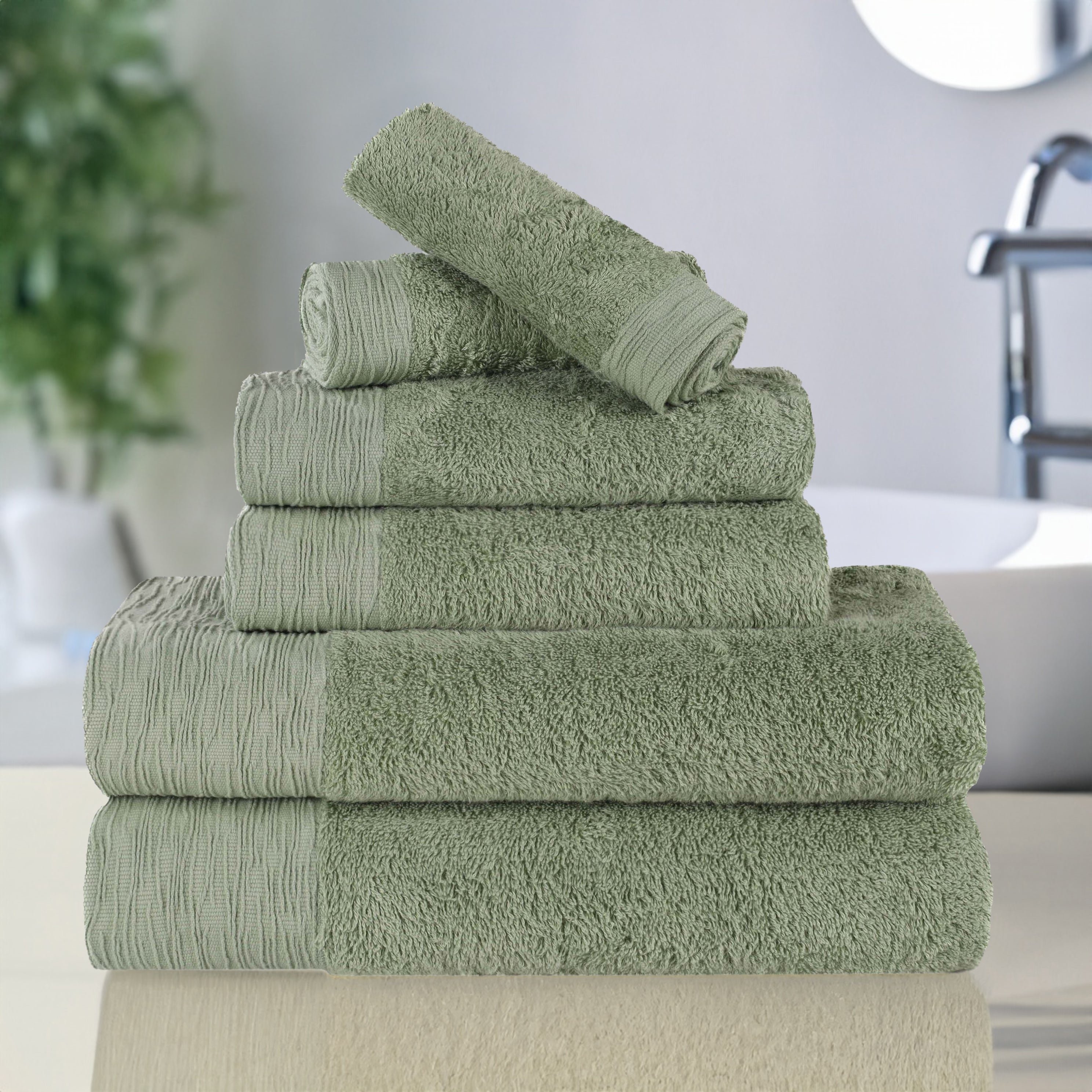 Premium 6-Piece Bamboo Rayon Towel Set - Ultra Soft, Eco-Friendly & Absorbent - Perfect for Bath, Spa, Beach & Luxury Home Use