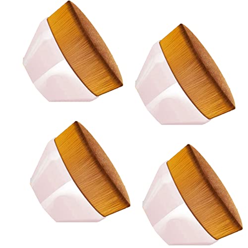 4 Pcs Flat Top Kabuki Foundation Brush Set - Soft Petal-Shaped Makeup Brushes for Liquid & Powder Foundation - Perfect for Professional Makeup Application & Travel (Pink)