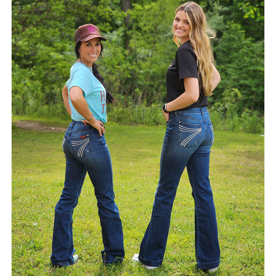 7 For All Mankind Women's Medium Wash Silver Stitch Dojo Jeans - Stylish Distressed Denim for Casual Outings & Date Nights