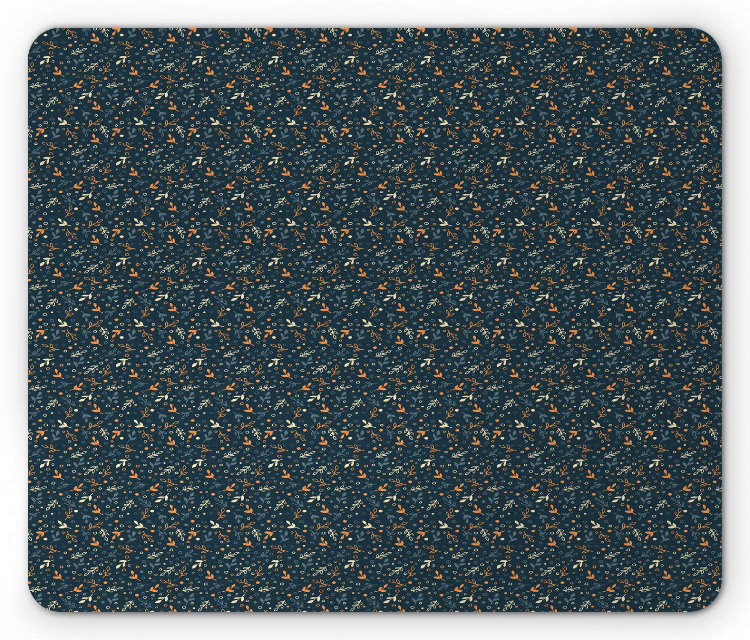 Ambesonne Autumn Leaves Mouse Pad - Non-Slip Rubber Desk Mat with Falling Leaves Design, Dark Blue Rectangle Mousepad for Office & Gaming (Standard Size)