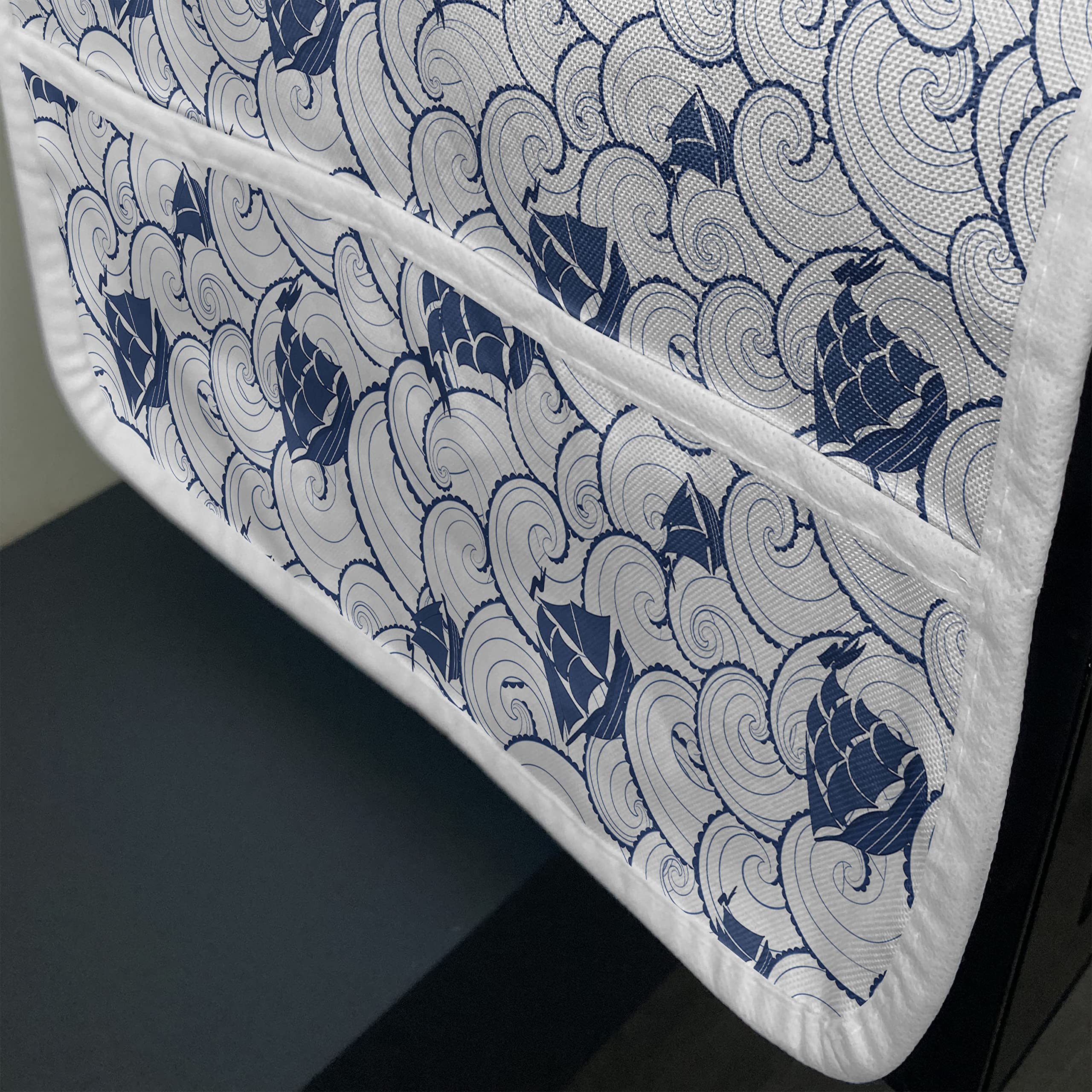 Ambesonne Waterproof Microwave Cover - Nautical Ship & Ocean Waves Design, 36