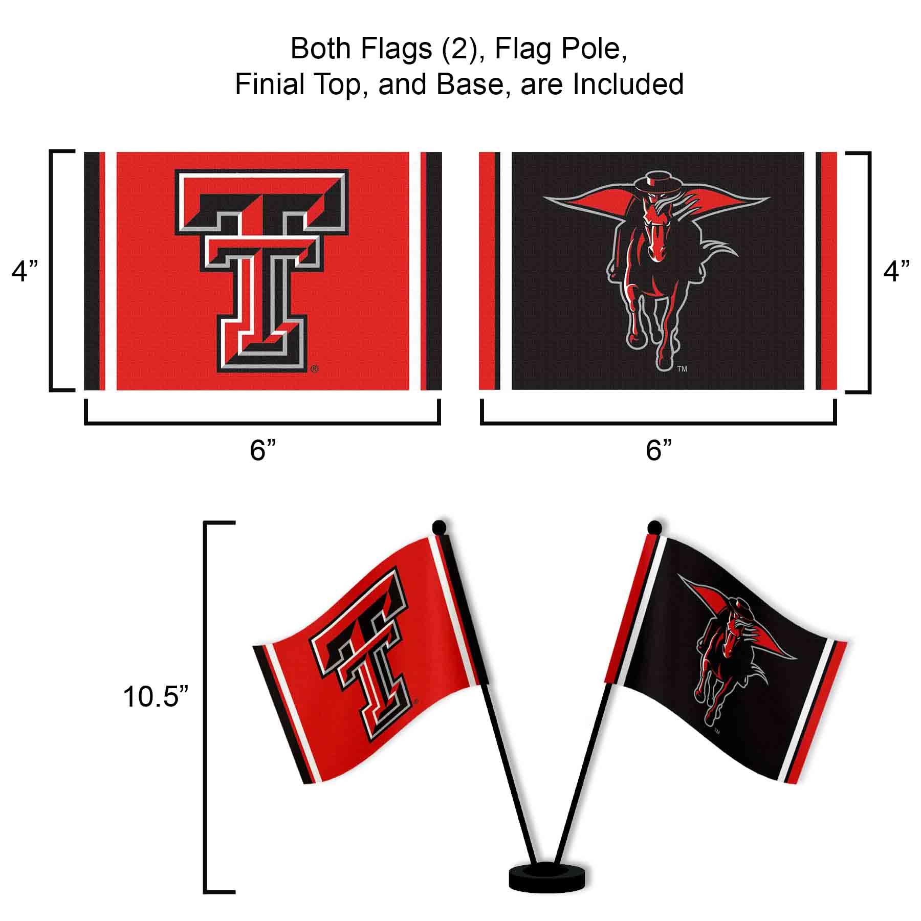 Texas Tech Red Raiders Desk & Table Top Flags - NCAA College Team Spirit Decor for Office, Home, or Game Day Party
