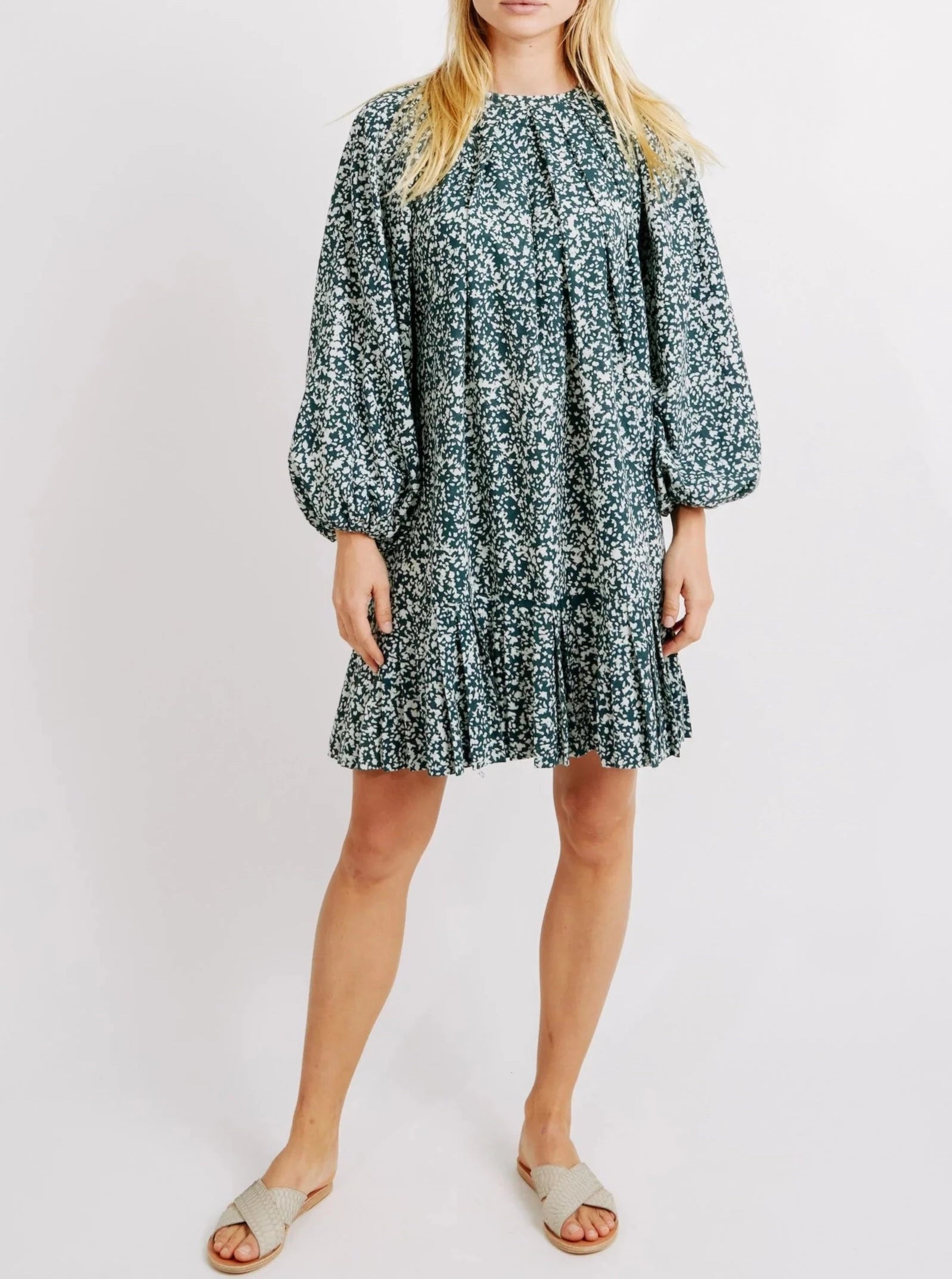 Mirth Somerset Drop Waist Dress in Forest Green - Elegant Flowy Midi Dress for Women, Perfect for Weddings, Parties & Special Occasions