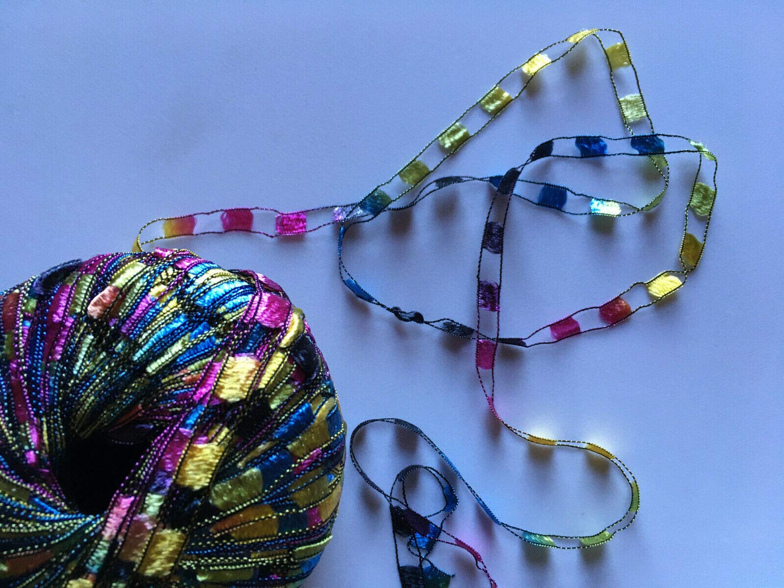 Paintbox Yarn Ladder Ribbon Maxi #96 - 50g 98yds (Yellow, Pink, Blue, Black) | Soft Chunky Yarn for Knitting, Crochet & DIY Crafts