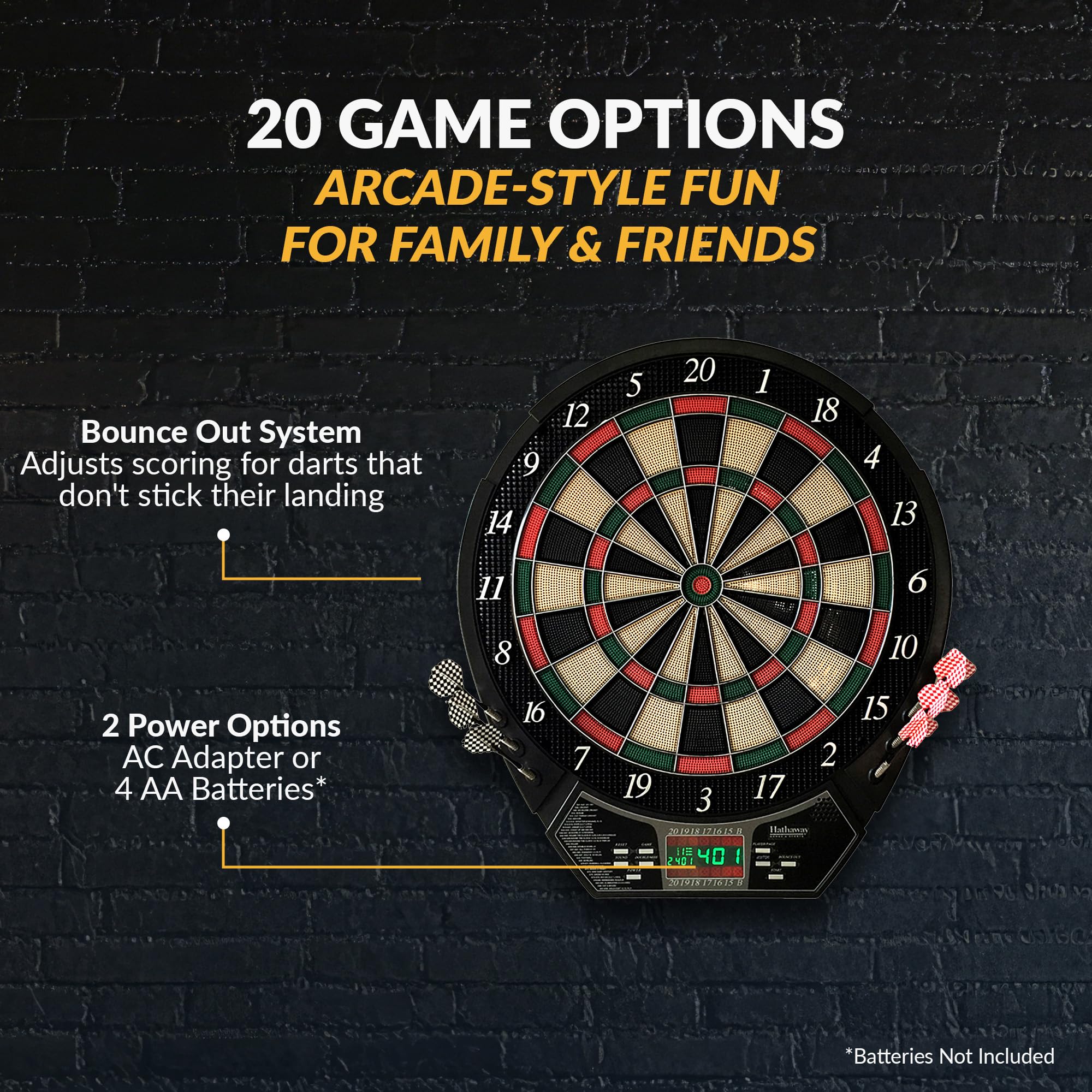 Hathaway Magnum Electronic Soft Tip Dartboard - Black & Multi Color | Perfect for Home, Office, Bar & Game Room Entertainment