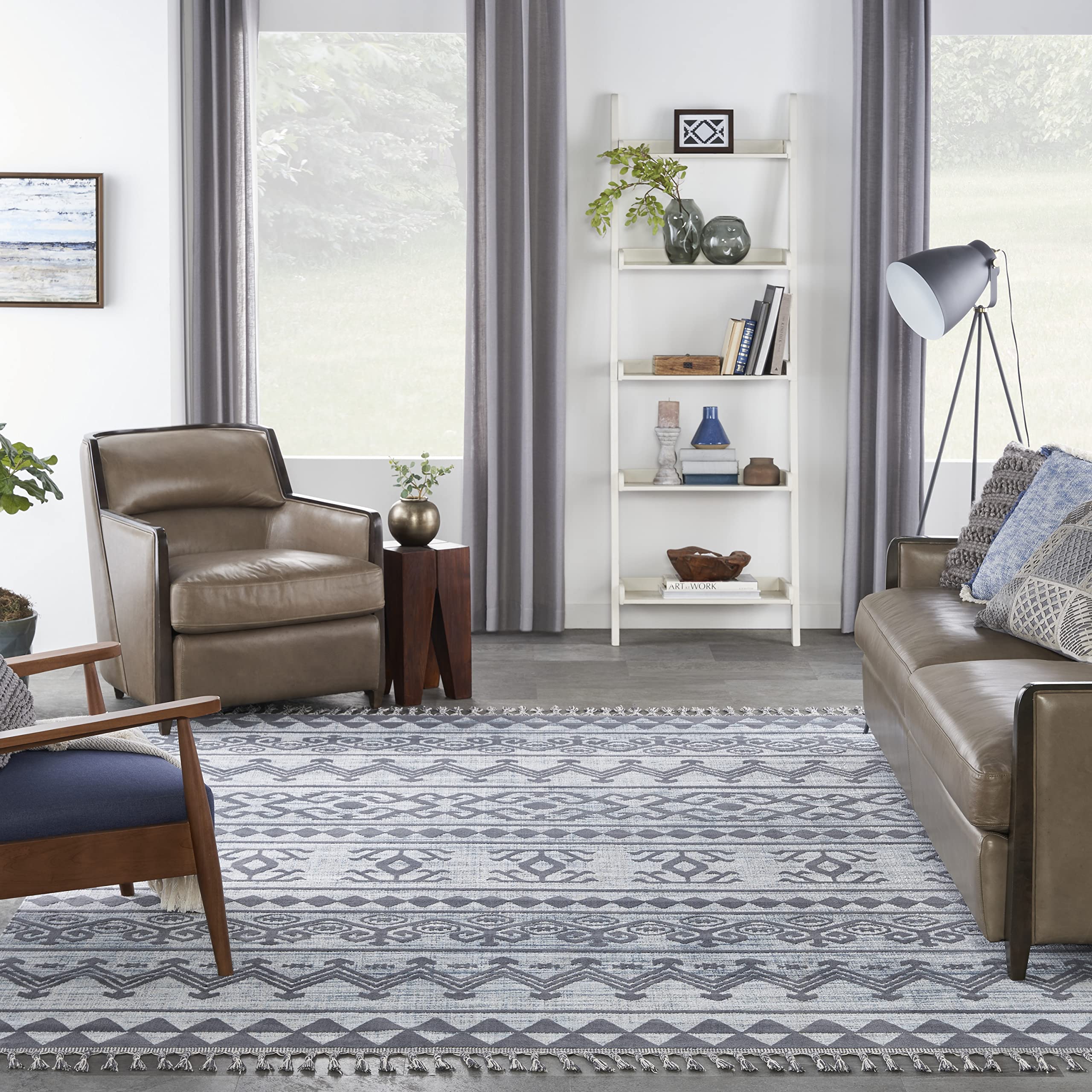 Nourison Asilah Light Blue Charcoal 7'10