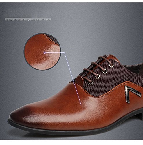 Men's Pointed Toe Business Dress Formal Leather Oxford Shoes - Slip On Loafers for Office, Wedding & Professional Occasions
