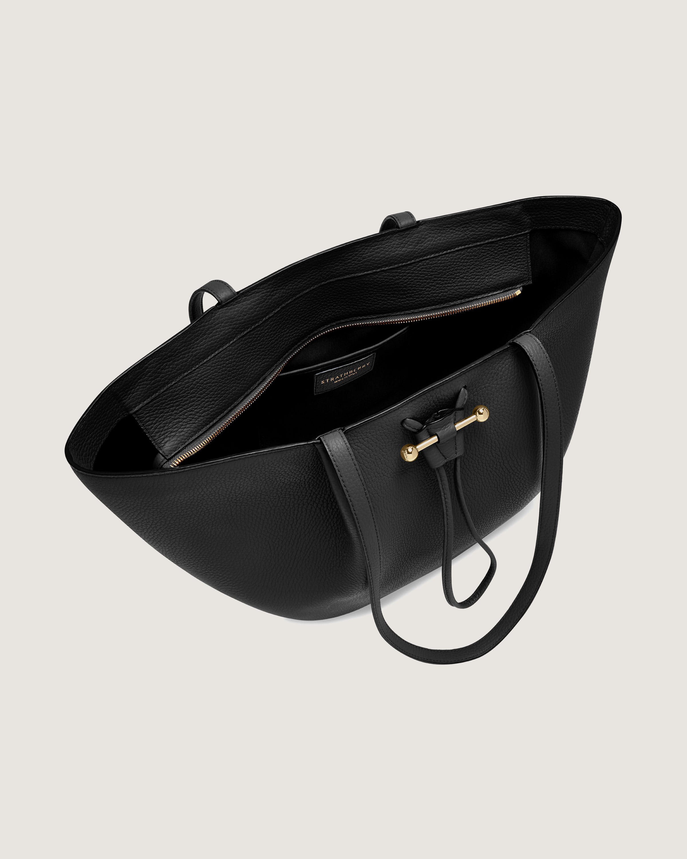 Osette Black Leather Shopper Tote Bag for Women - Stylish & Spacious Handbag for Work, Travel & Everyday Use
