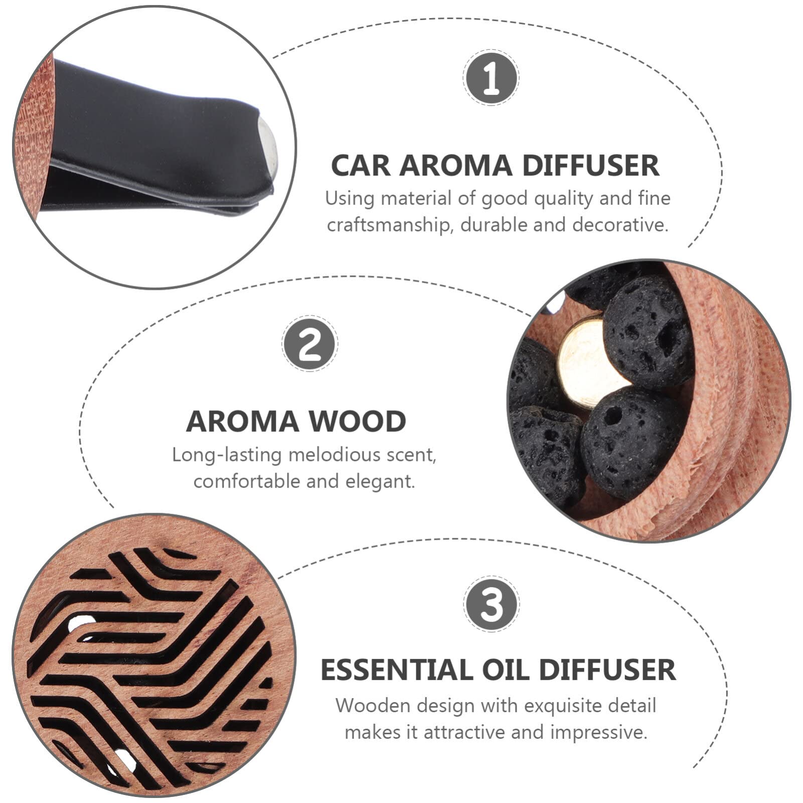 Portable Wood Car Essential Oil Diffuser - Mini Vent Clip Aromatherapy Diffuser for Cars | Perfect for Relaxation & Stress Relief During Commutes