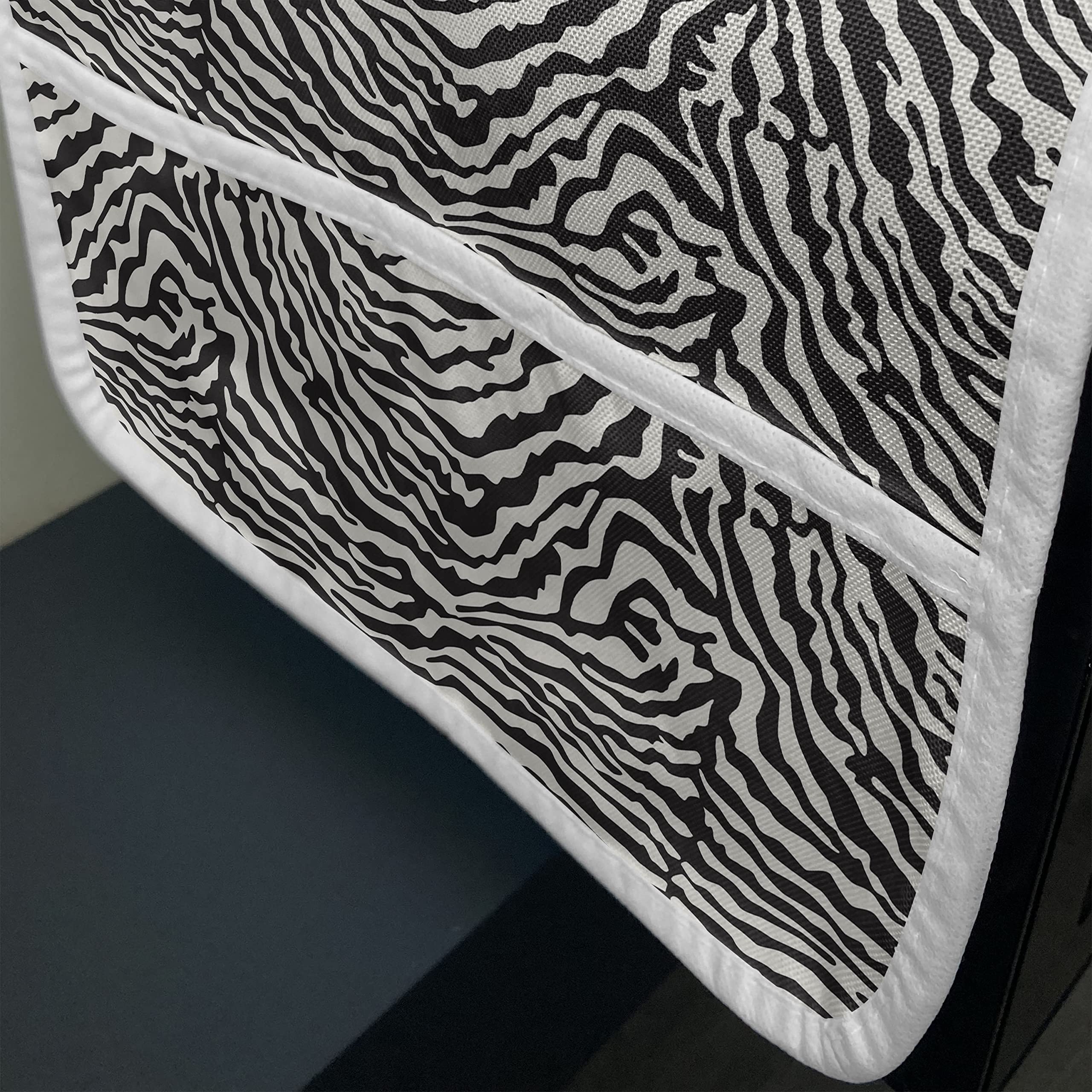 Ambesonne Zebra Print Microwave Cover - Waterproof Kitchen Organizer with Pockets, 36x12 Inches, Charcoal Grey & Off White - Perfect for Modern Kitchens & Home Decor