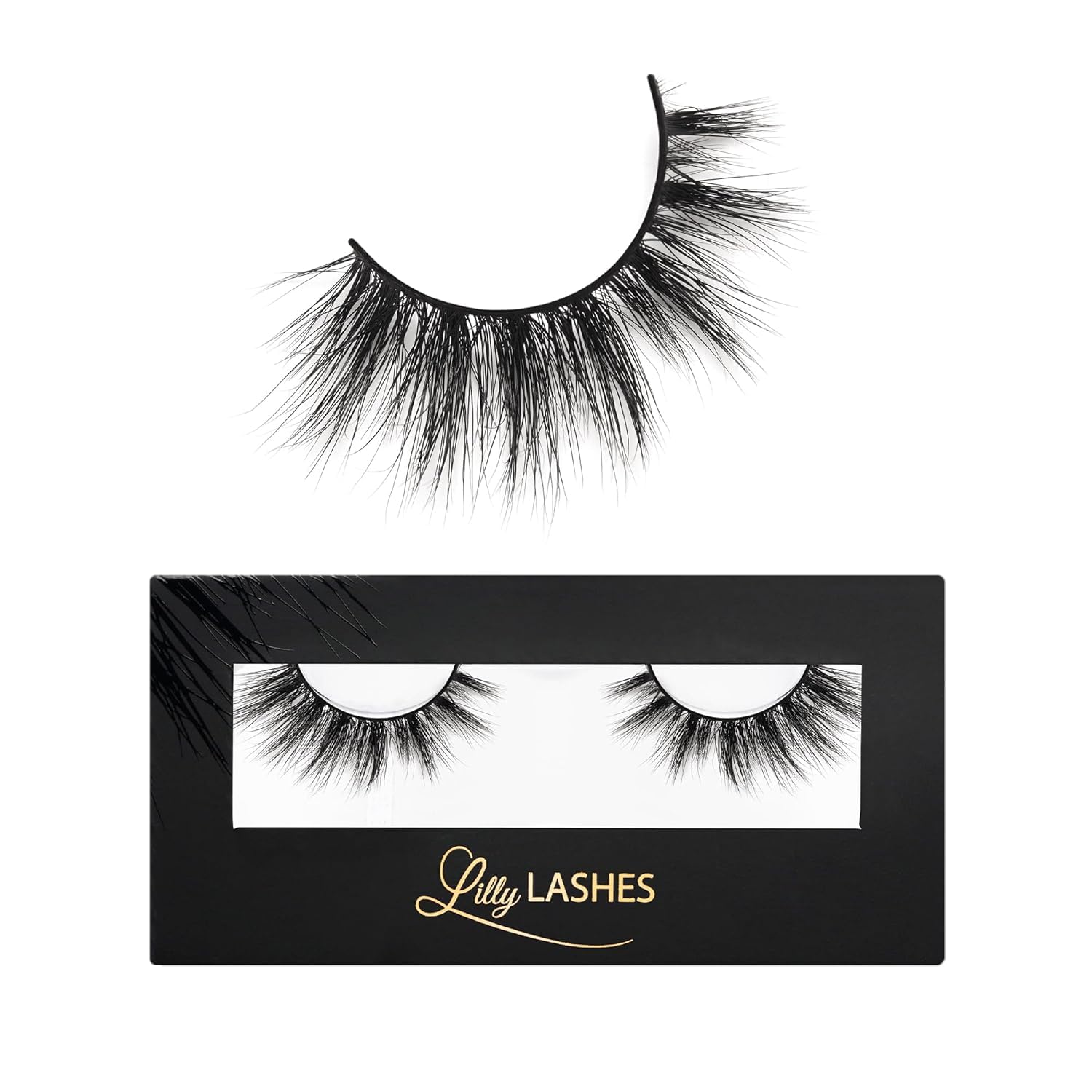 Lilly Lashes Miami Flare 3D Mink Eyelashes - Natural & Wispy False Lashes for Everyday Wear, Reusable Up to 25 Times, Fluffy Strip Lashes for Parties, Weddings & Special Occasions (Lash Glue Not Included)