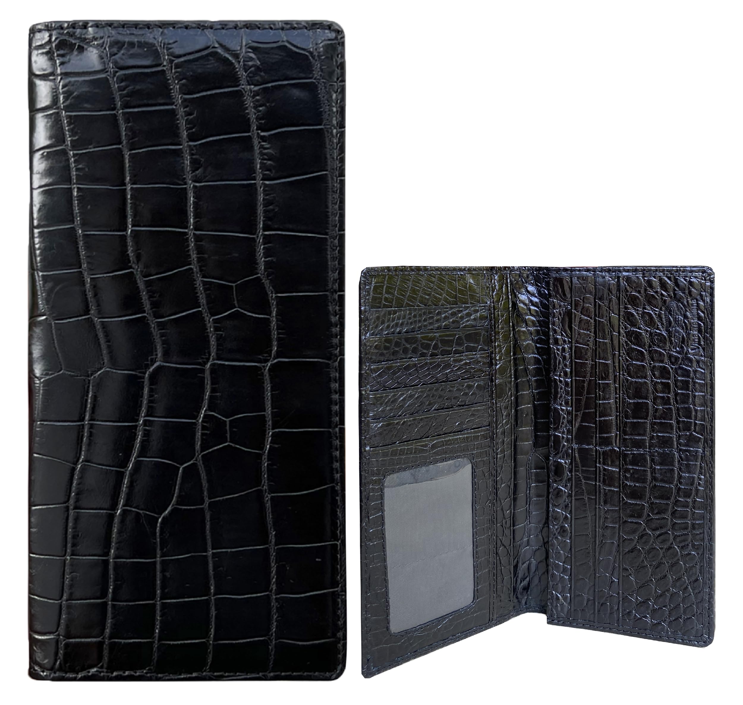 Premium Black Men's RFID Blocking Leather Wallet - Extra Capacity Checkbook & Credit Card Holder with 11 Slots, Expandable Design & Smartphone Pocket | Ideal for Business, Travel & Everyday Use (Model: LON11-CS)