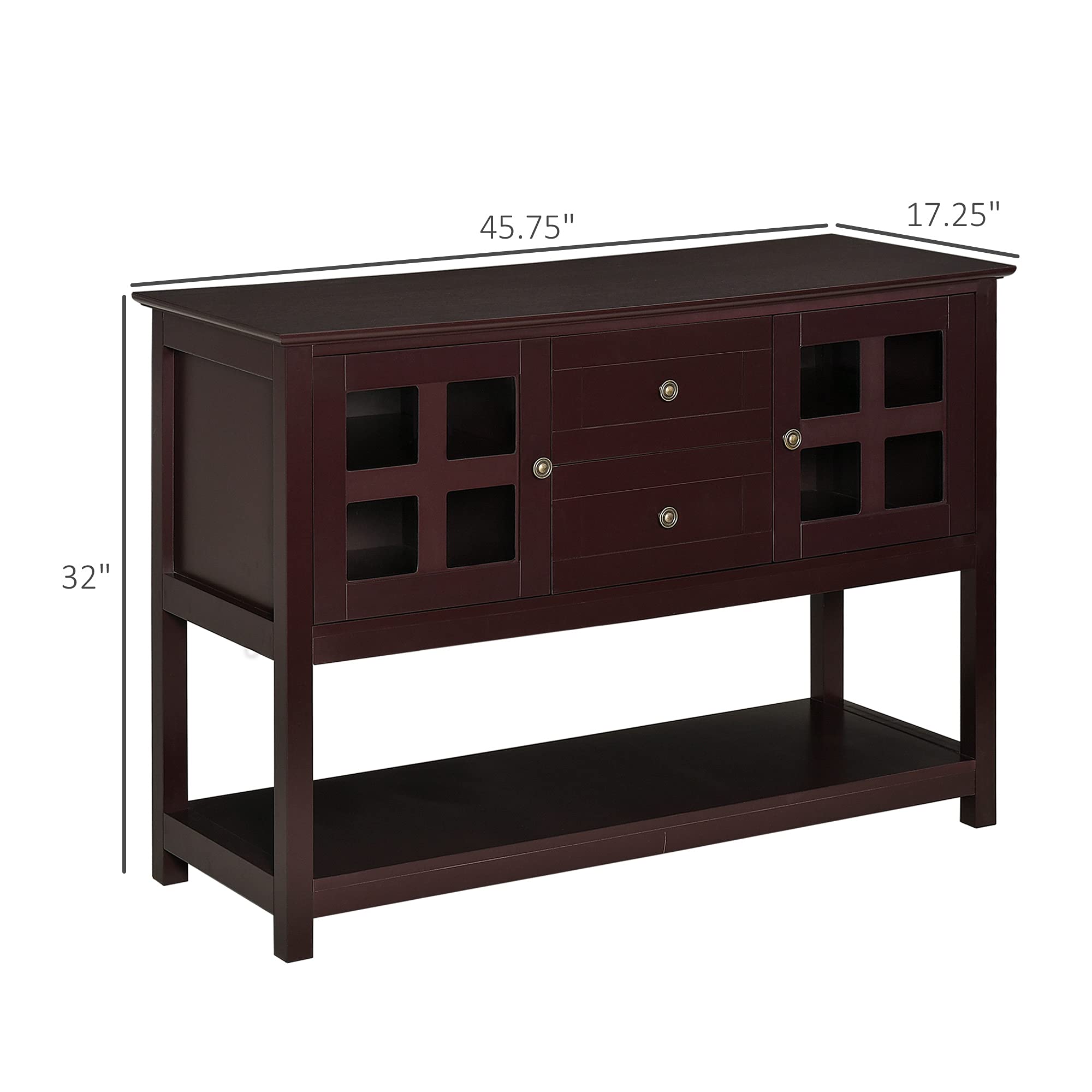 HOMCOM Coffee Bar Cabinet with Adjustable Shelves, Glass Doors & 2 Drawers - Kitchen Buffet Sideboard for Living Room, Espresso Bar & Dining Room Storage