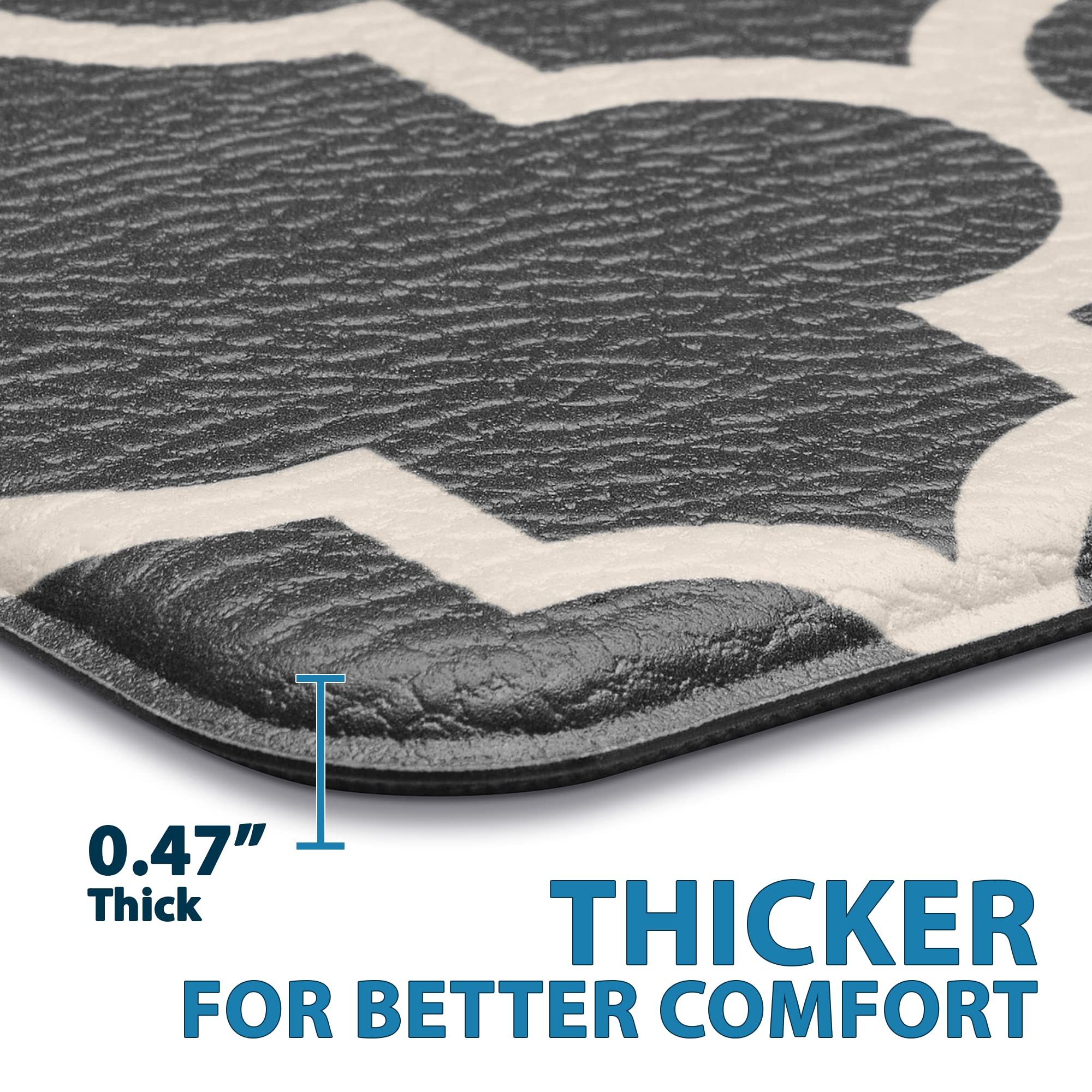 ComfiLife Anti-Fatigue Kitchen Floor Mats (2-Pack) - Thick Cushioned Non-Slip Waterproof Standing Mat for Home & Office - Easy Clean Kitchen Rug for Sink, Laundry & Cooking Areas - Perfect for Comfortable Standing While Cooking, Dishwashing & Food Prep (Gray)