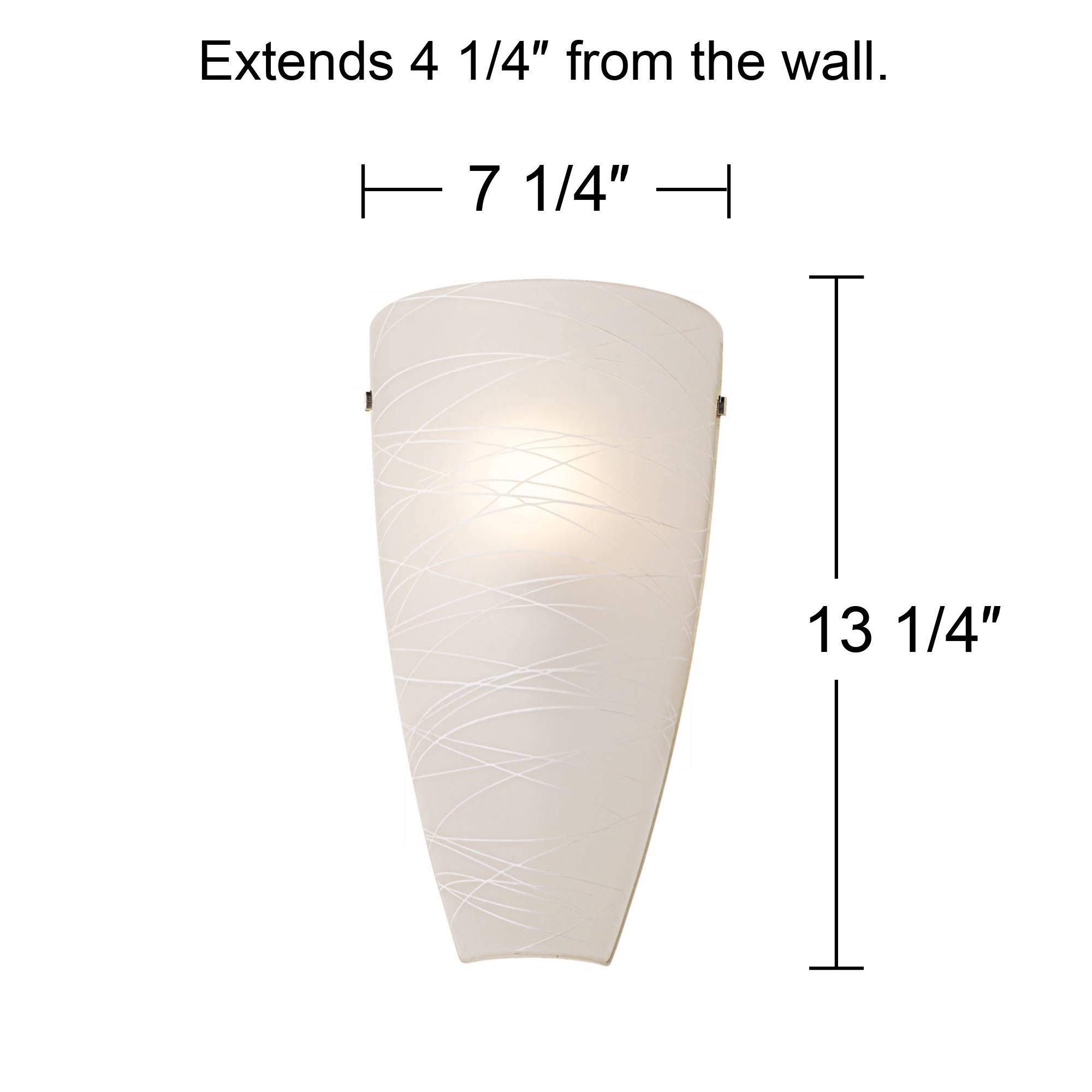 Possini Euro Design Isola Modern Wall Sconces - Set of 2 White Striped Glass Hardwired Light Fixtures (13.25