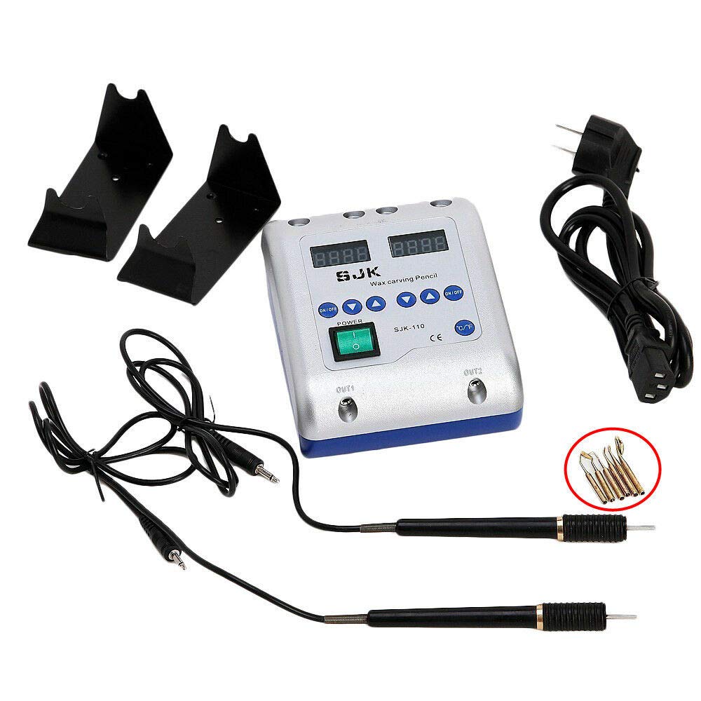 Electric Waxer Carving Knife Machine - Dual Pen & 6 Wax Tips for Dental Lab, Jewelry Making & Wax Modeling - Professional Dental Tools & Wax Carving Supplies for Dentists, Jewelers & Artists