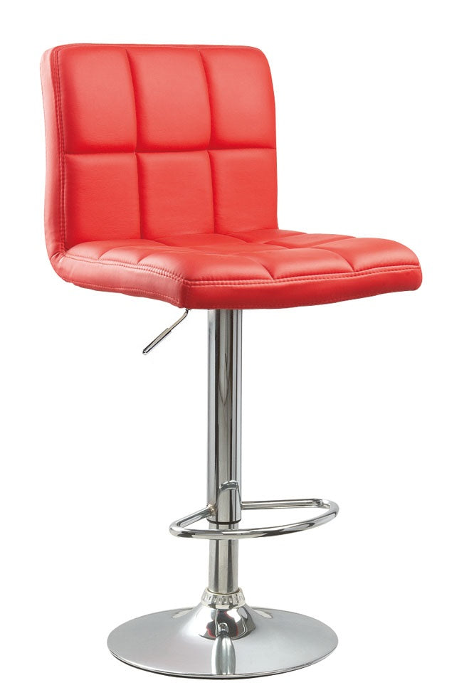 Roundhill Furniture Modern Swivel Bar Stools - Set of 2, PU Leather Upholstery, Adjustable Height Hydraulic Mechanism, Elegant Red - Perfect for Kitchen Islands, Home Bars & Contemporary Dining Areas