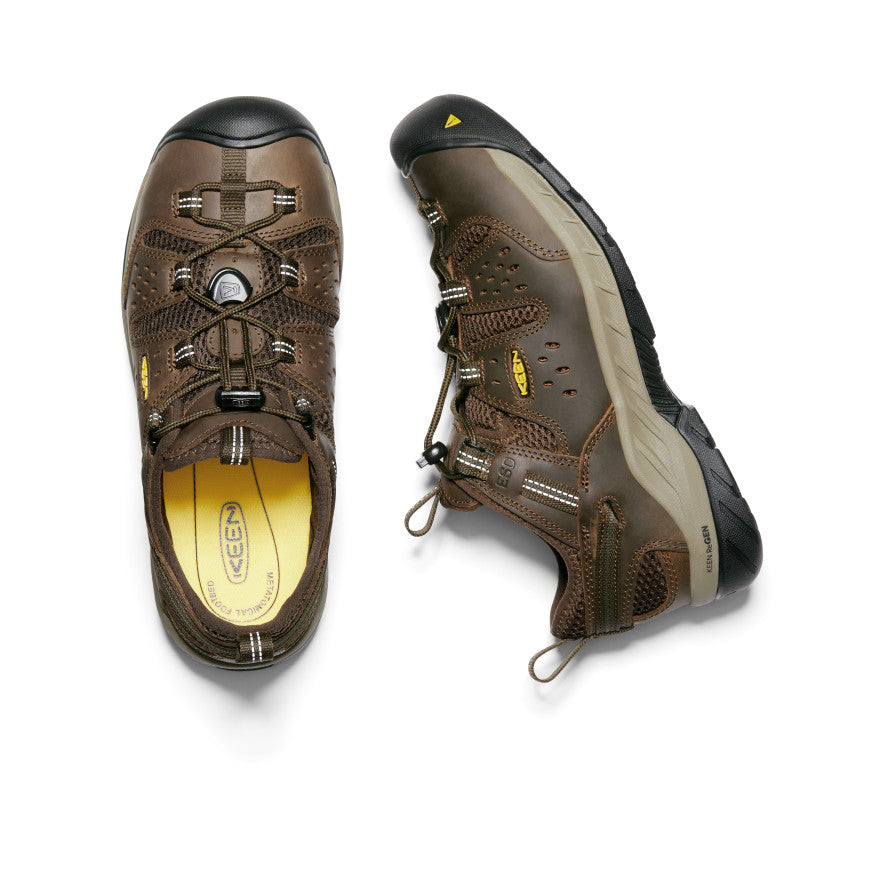Men's Atlanta Cool II ESD Soft Toe Work Shoes - Cascade Brown/Forest Night - Slip Resistant & Comfortable for Construction, Warehouse & Industrial Work