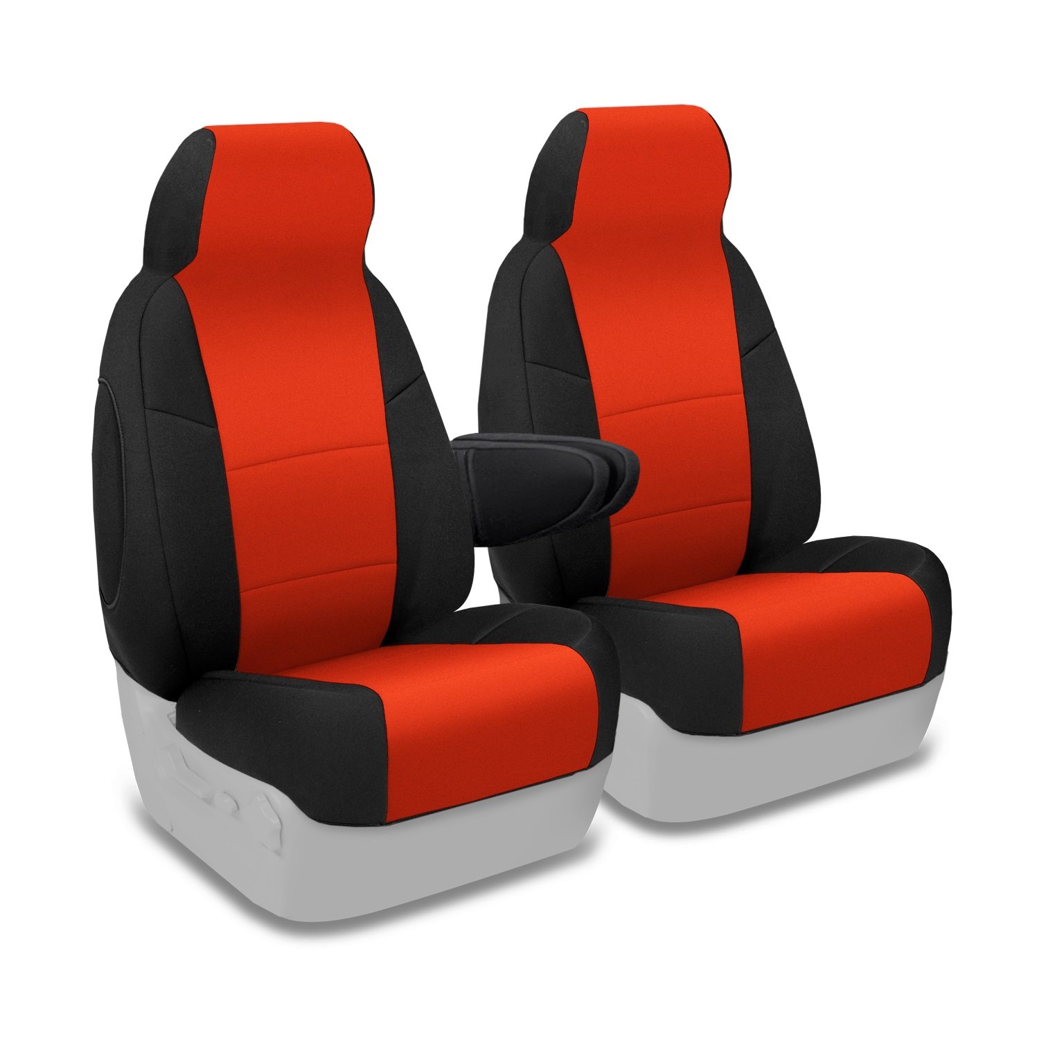 Coverking Custom Fit Neoprene 50/50 Highback Bucket Seat Cover for Ford F-150/F-250/F-350 - Inferno Orange & Black | Durable Protection & Style for Trucks, Work Vehicles & Off-Road Adventures