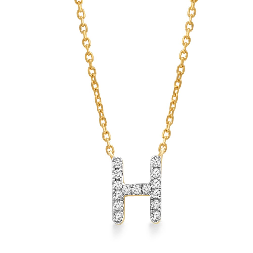 14K Yellow Gold Diamond Initial Charm Necklace - Personalized Classic Jewelry for Women | Perfect Gift for Birthday, Anniversary & Valentine's Day
