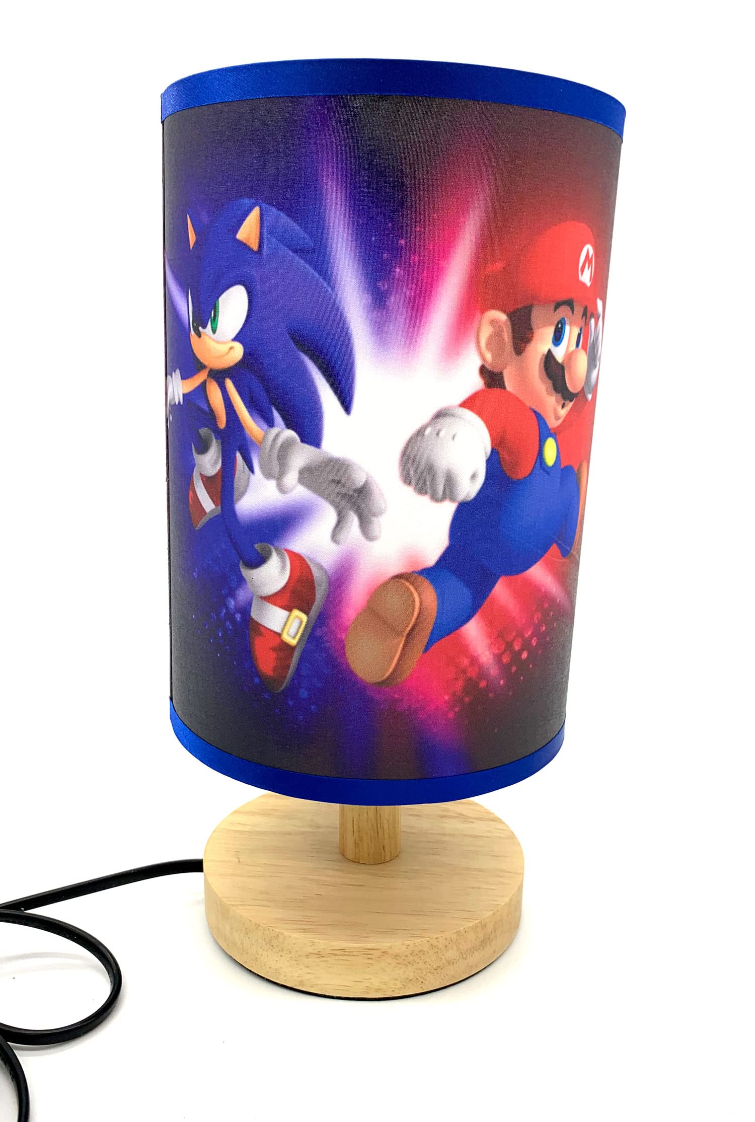 Super Mario & Sonic Themed Wooden Table Lamp - Night Light for Bedroom, Kids Room Decor, Gaming Room Accessory - Perfect Gift for Gamers & Collectors