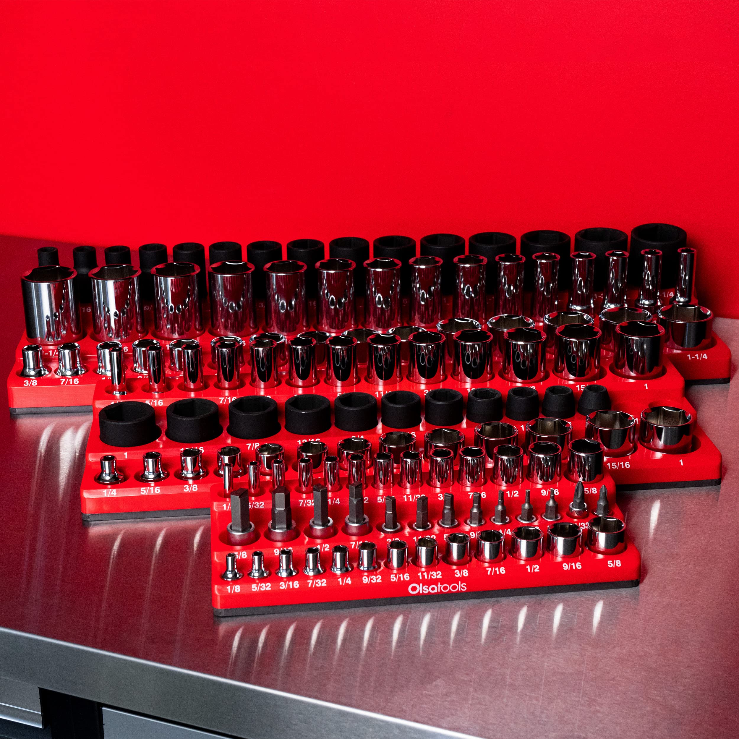 Olsa Tools Magnetic Socket Organizer Set - 6pc 1/2