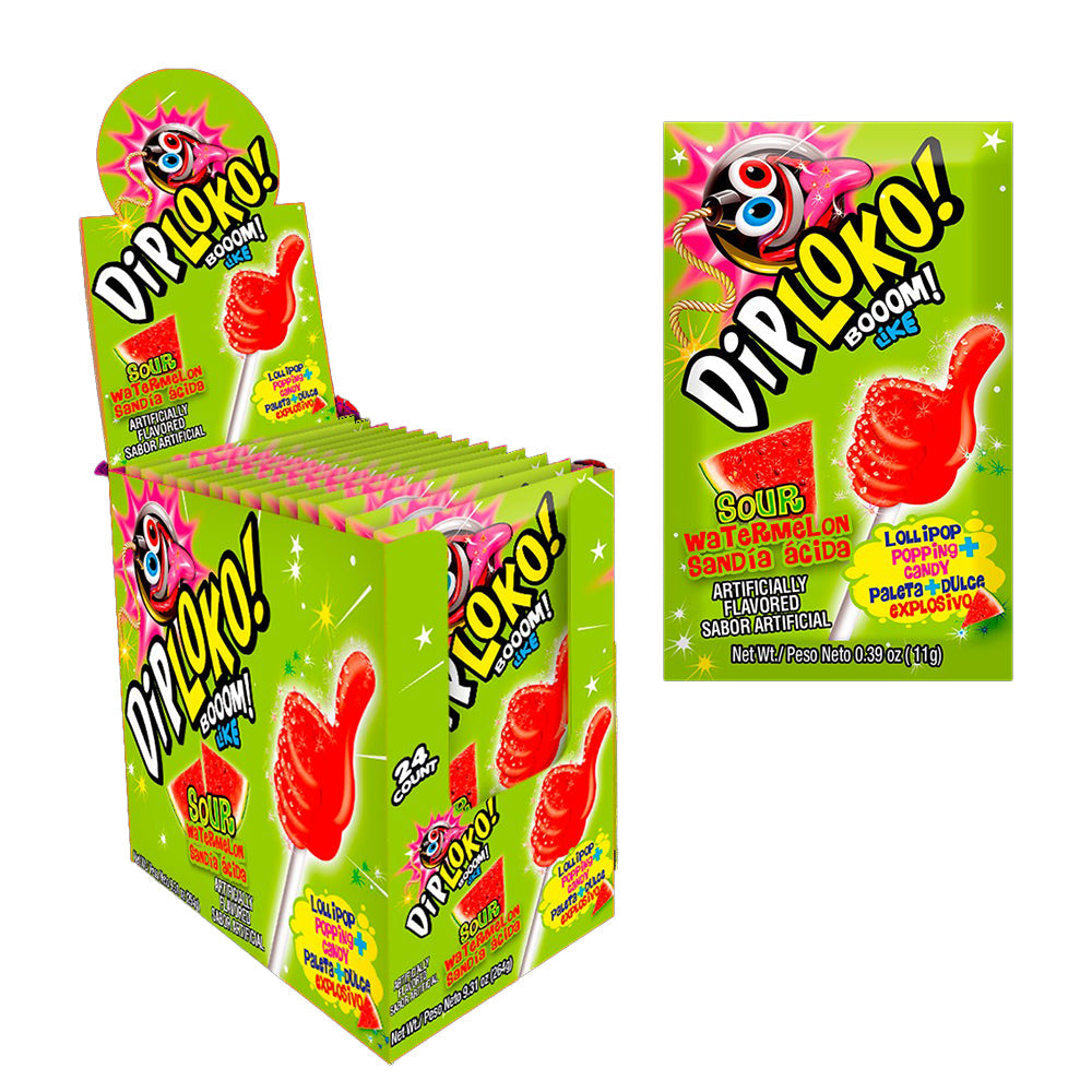 Sour Watermelon DipLoko Candy - 24 Count Box | Fun Party Snacks for Kids & Adults, Halloween Treats, Office Snacks & Movie Night Candy