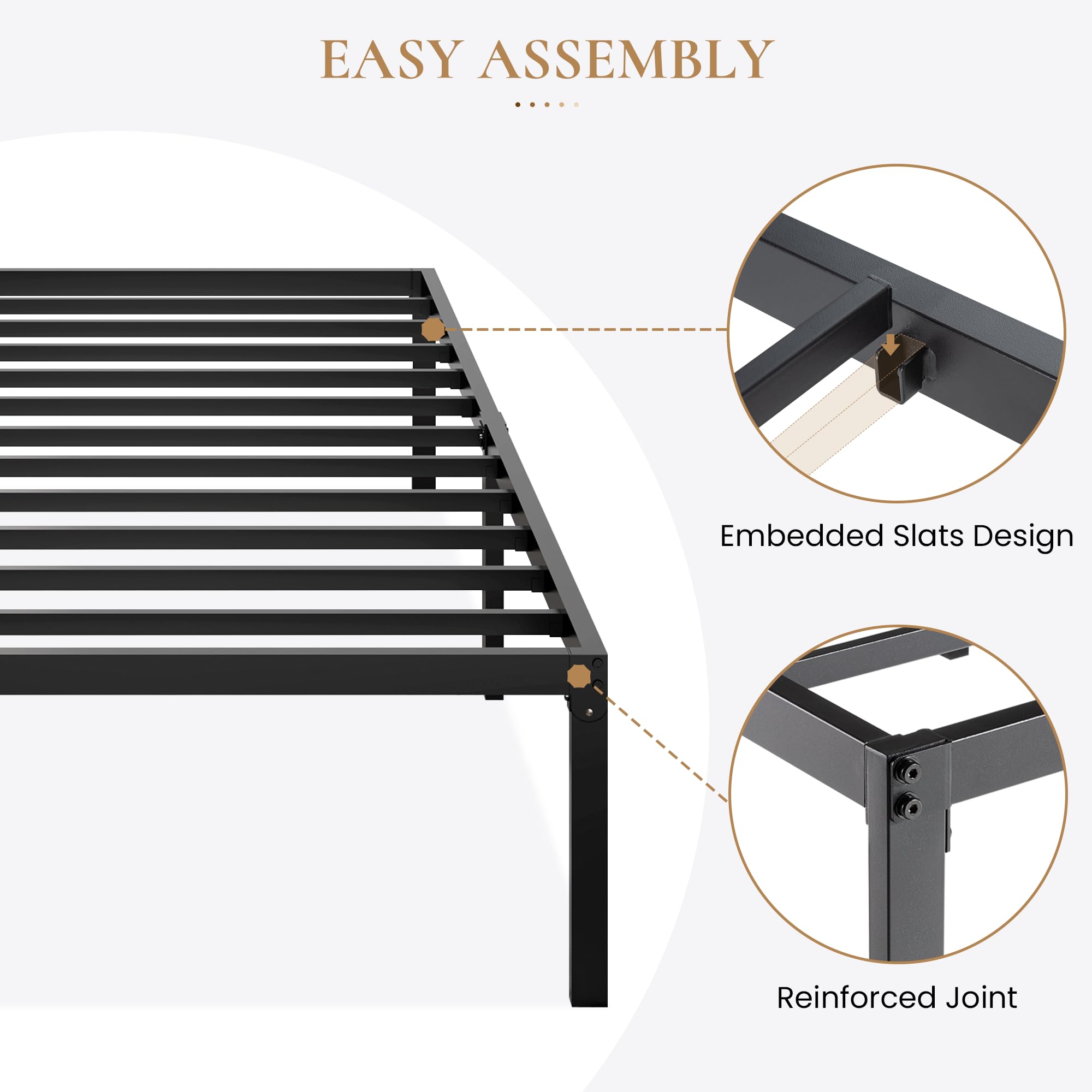 Sturdy King Size Metal Platform Bed Frame - Heavy Duty SHA CERLIN Bed with No Box Spring Needed | Easy Assembly, Quiet Mattress Foundation, Headboard Slots | Perfect for Master Bedrooms & Guest Rooms