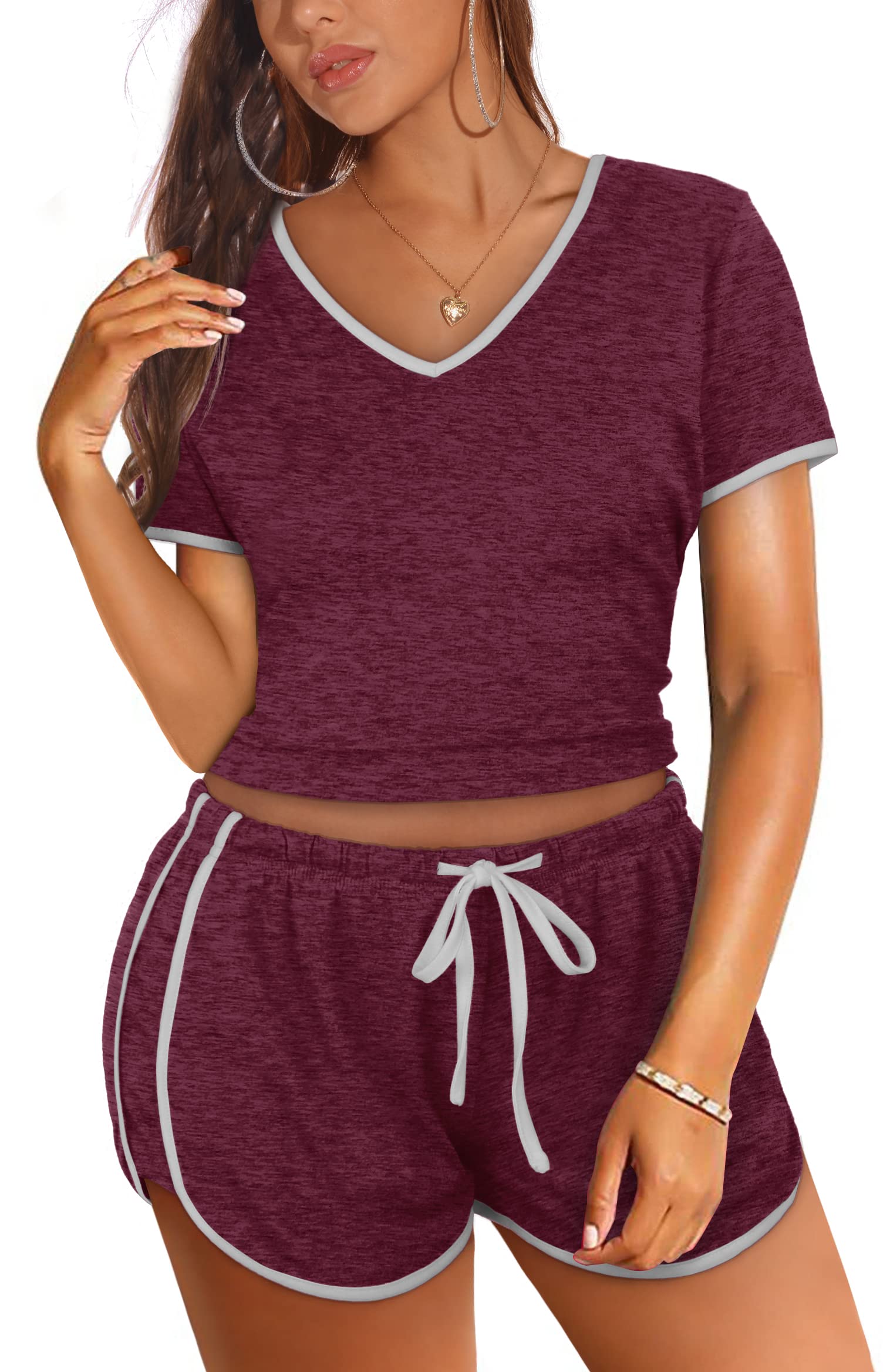 Sieanear Women's 2-Piece Tie Dye Tracksuit Set - V-Neck Top & Casual Shorts | Summer Lounge Wear, Beach Outfit, Yoga Clothes & Street Fashion