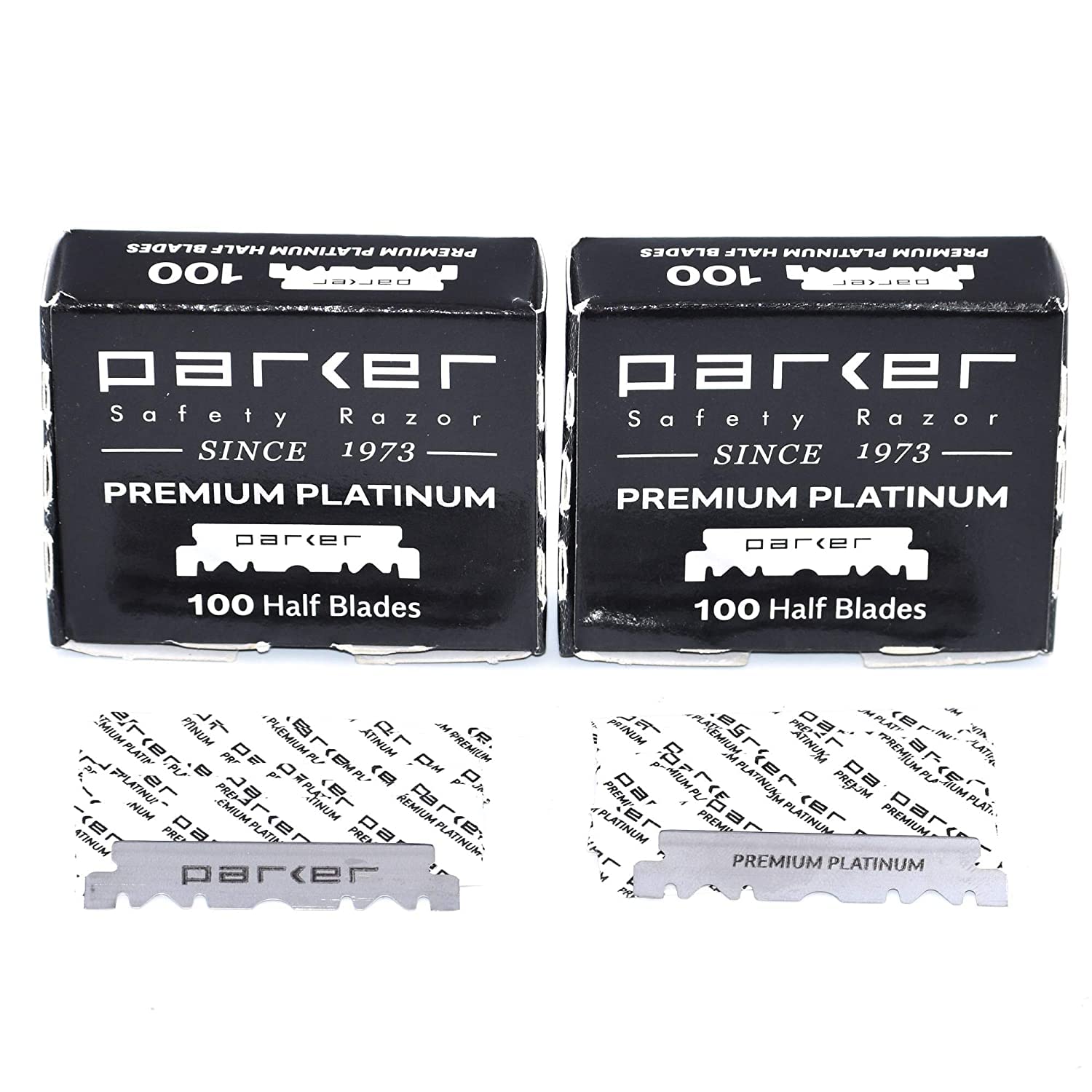 Parker Premium Platinum 1/2 Blades - 200 Count Professional Barber Blades for Shavette & Straight Razors | Compatible with Half DE Blades | Perfect for Barber Shops, Home Grooming & Professional Haircuts
