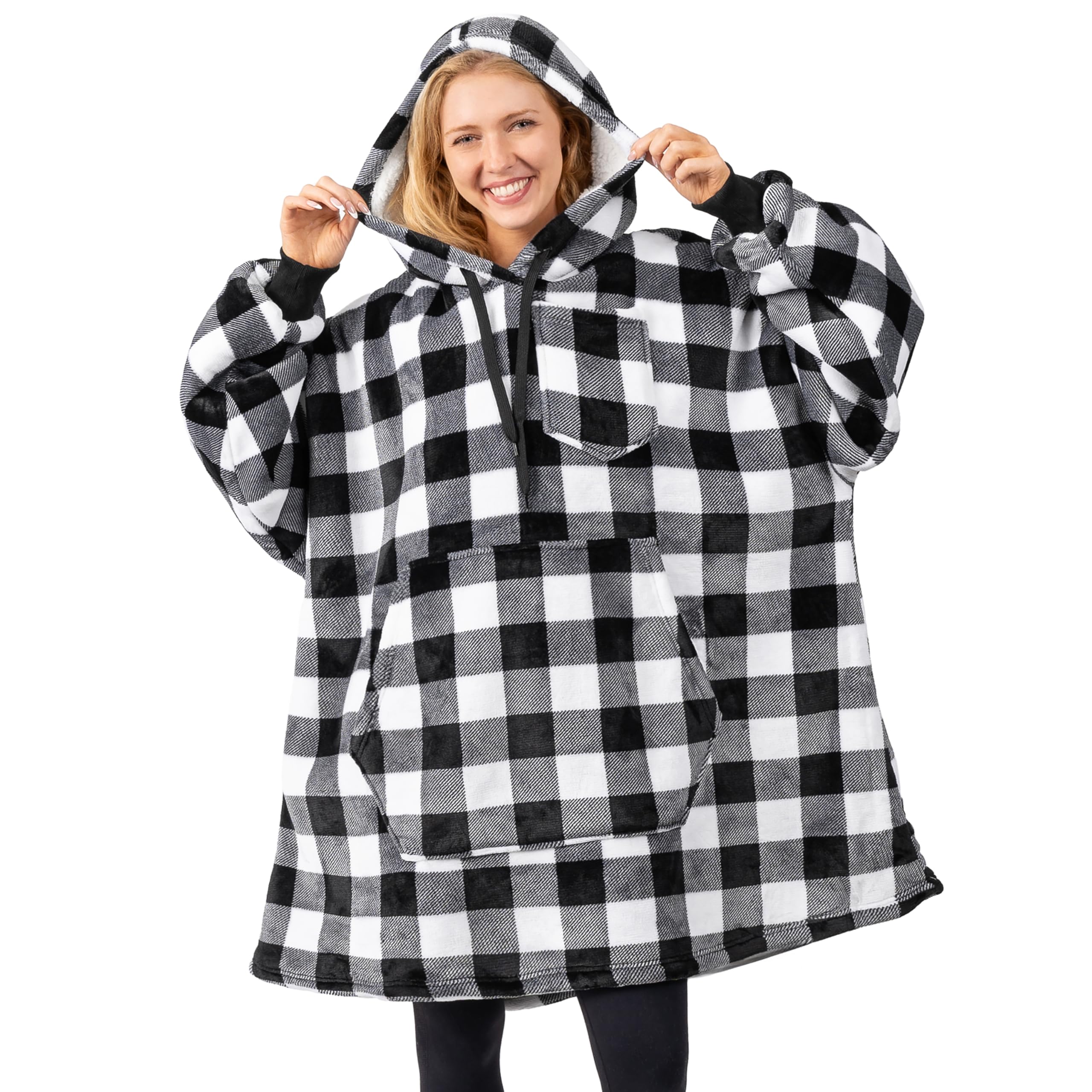 PAVILIA Women's Sherpa Wearable Blanket Hoodie - Oversized Cozy Hooded Sweatshirt Blanket for Men & Women | Perfect for Lounging, Camping & Cold Weather
