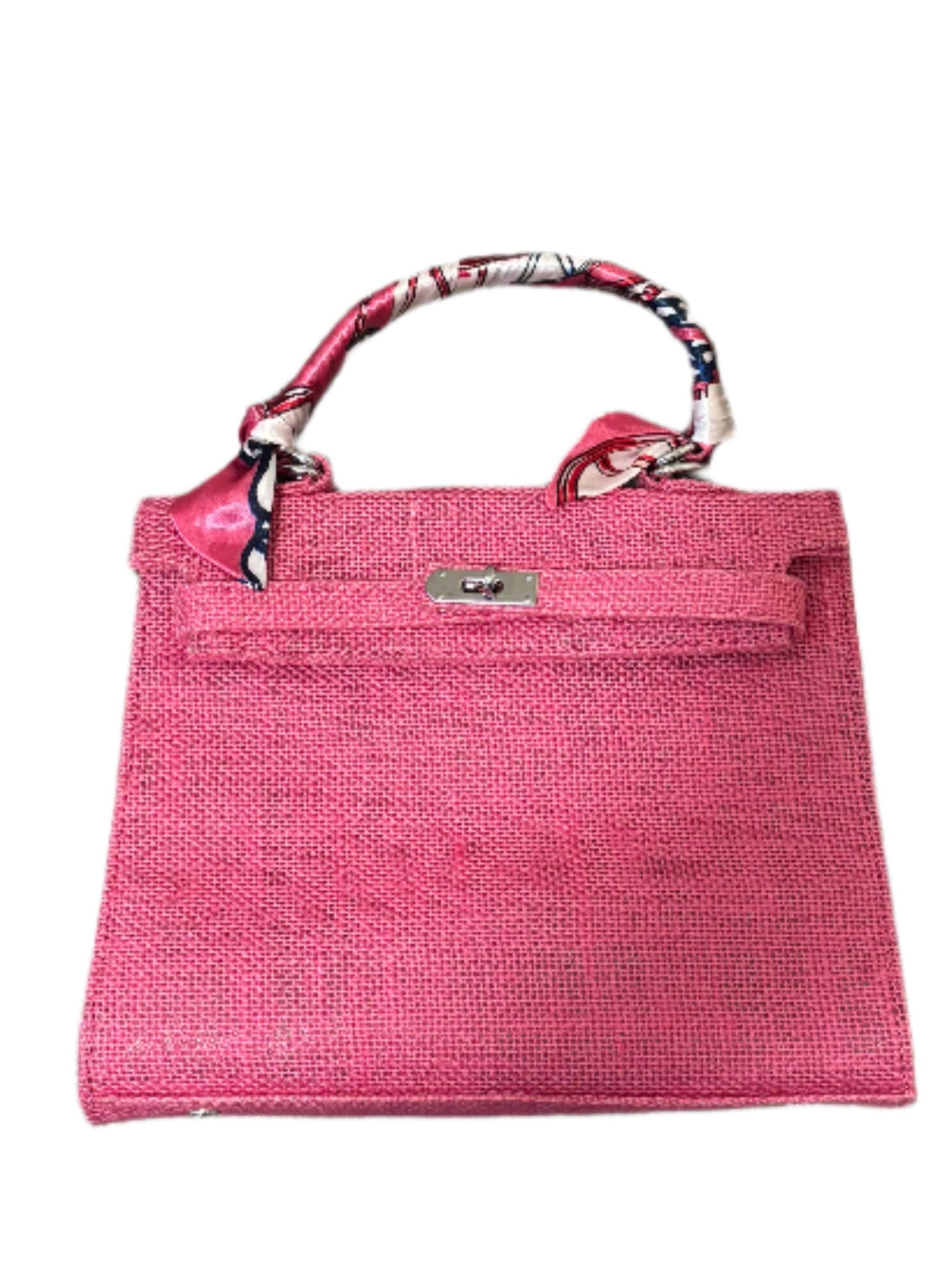 French Style Jute Mini Crossbody Bag for Women - Pink Eco-Friendly Tote Shoulder Purse | Perfect for Beach, Shopping & Casual Outings
