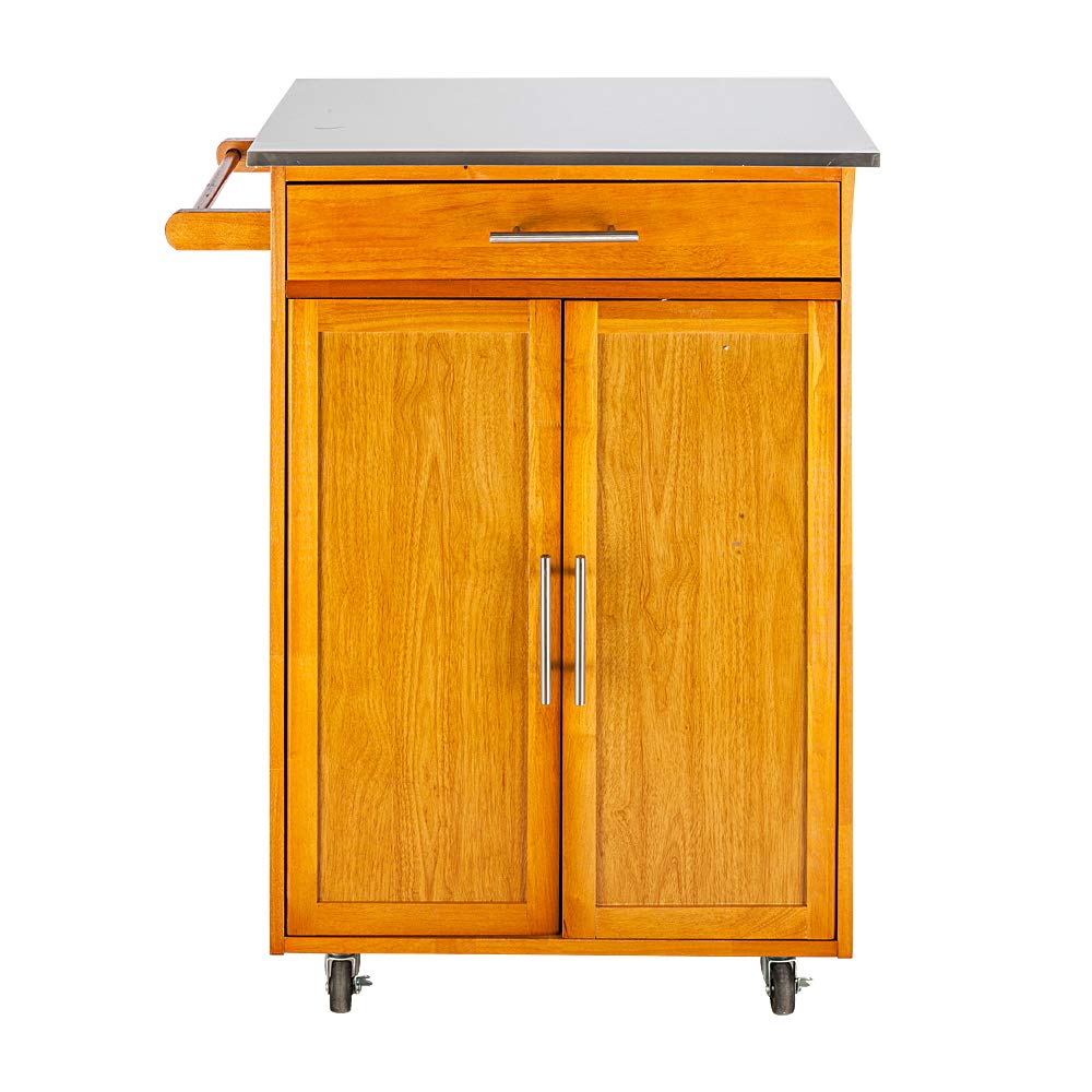 LBLWJD Wooden Kitchen Cart with Wheels - Rolling Kitchen Island with Open Shelf, Storage Drawers & Baskets - Mobile Utility Cart for Dining Room & Kitchen Organization (Sapele Wood) - Perfect for Small Spaces, Meal Prep & Extra Counter Space
